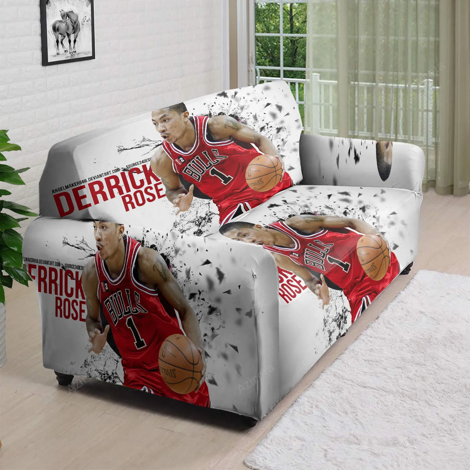 Chicago Bulls 01 Derrick Rose d4 3D Sofa Cover