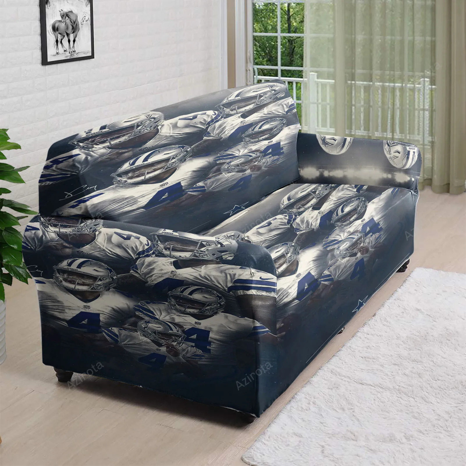 Dallas Cowboys Dak PreScott Playing 3D Sofa Cover