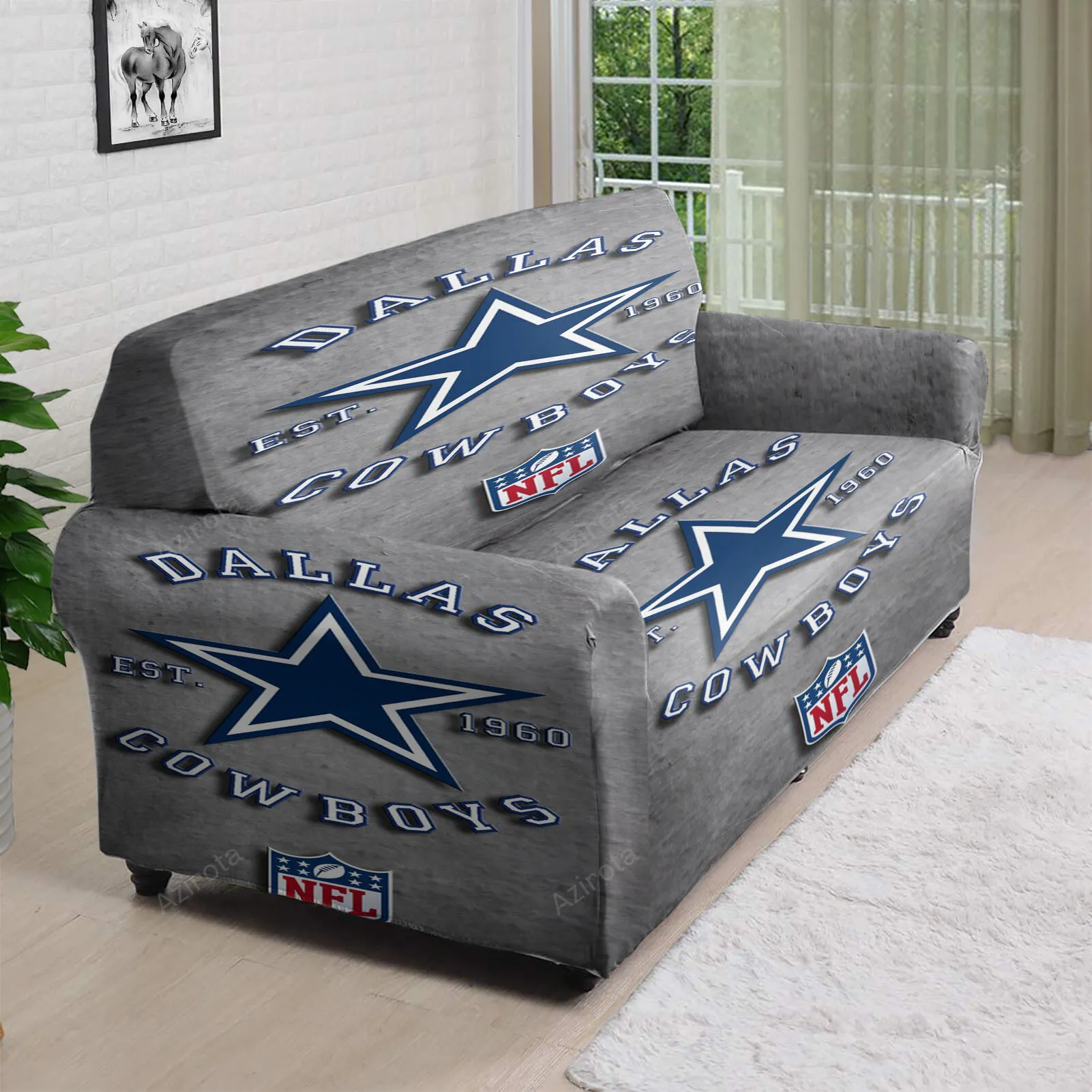 Dallas Cowboys EST 1960 Gray 3D Sofa Cover