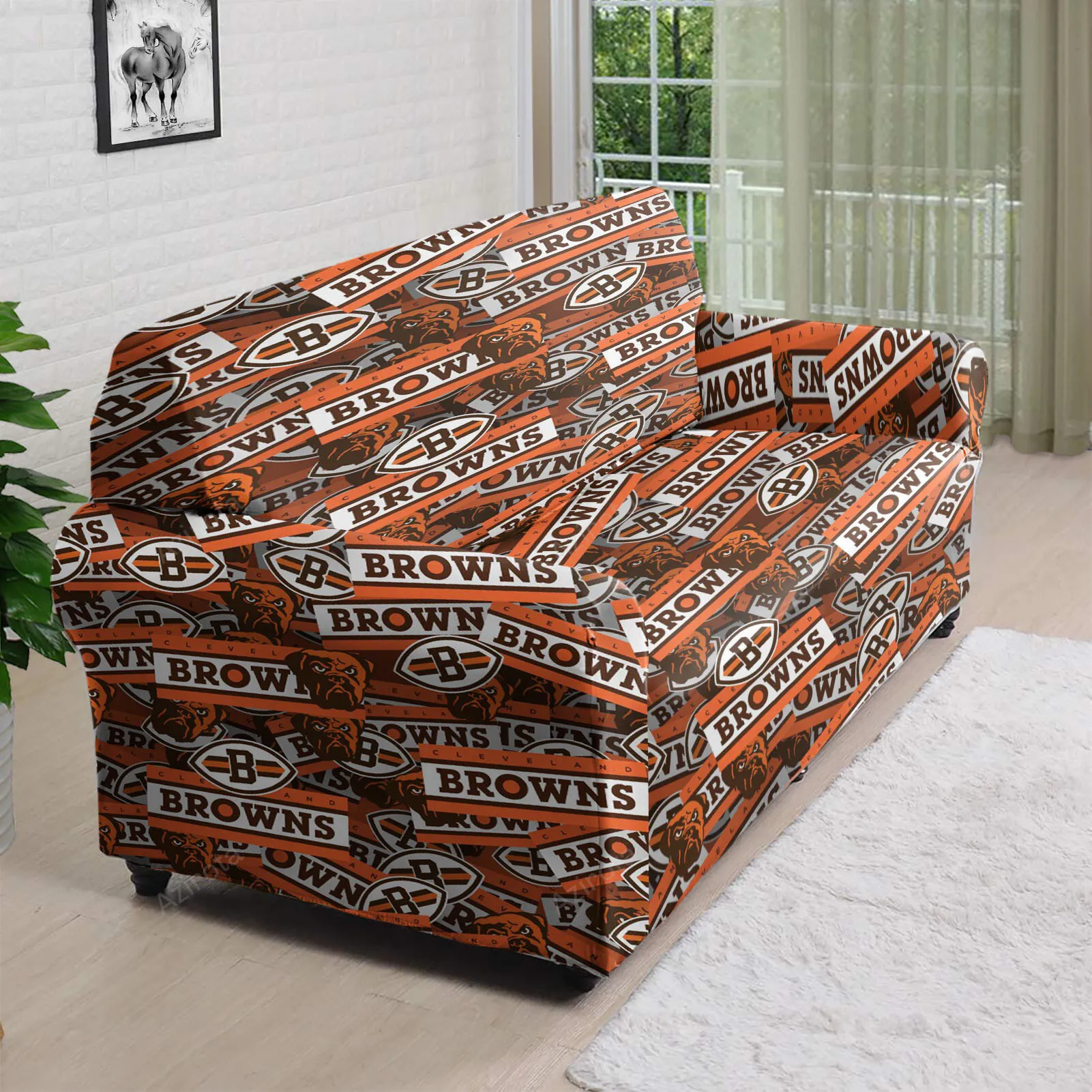 Cleveland Browns Logo v2 3D Sofa Cover