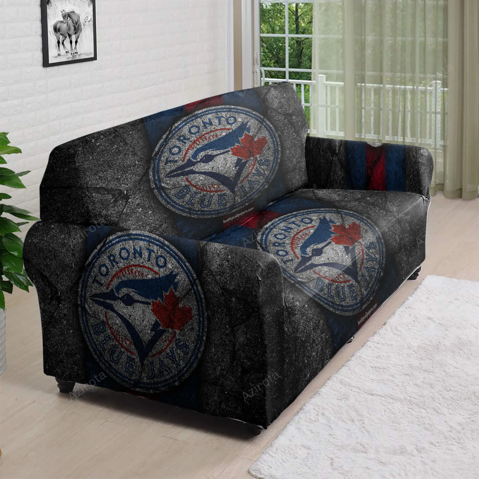 Toronto Blue Jays Russell Bird Crack Stone 3D Sofa Cover