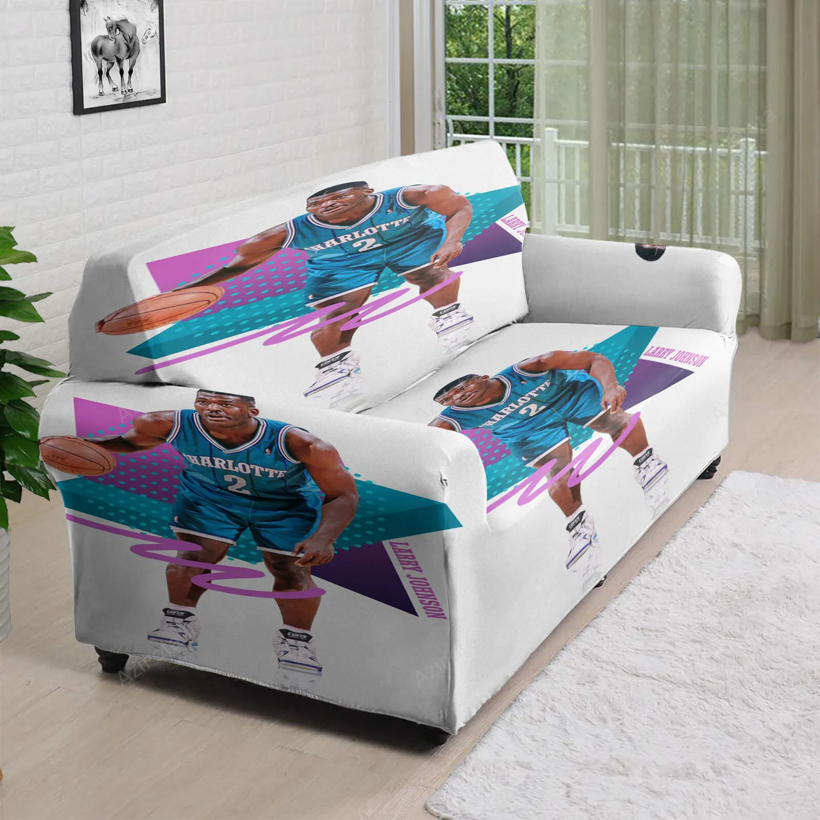 Charlotte Hornets Larry Johnson3 3D Sofa Cover