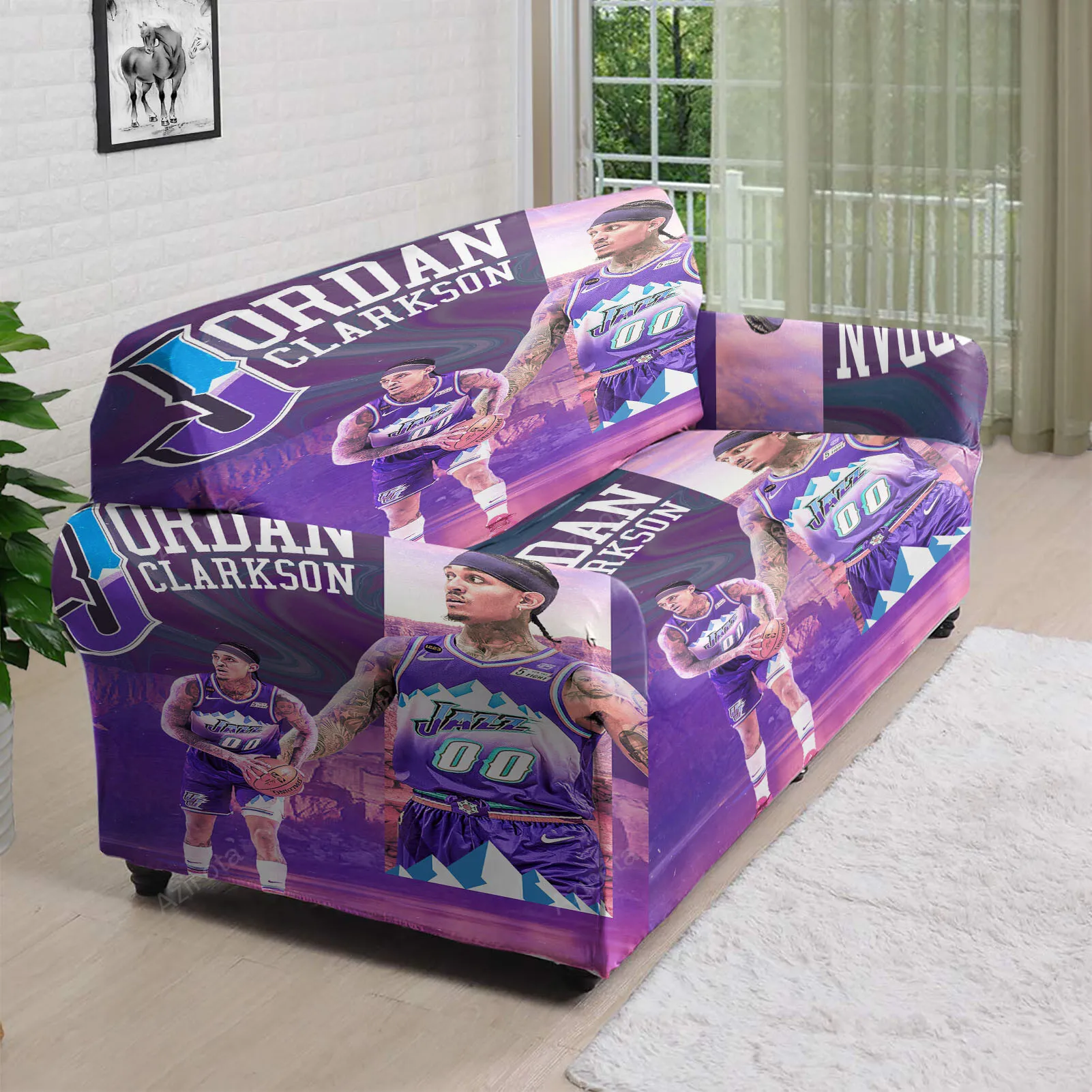 Utah Jazz 00 Jordan Clarkson v38 3D Sofa Cover