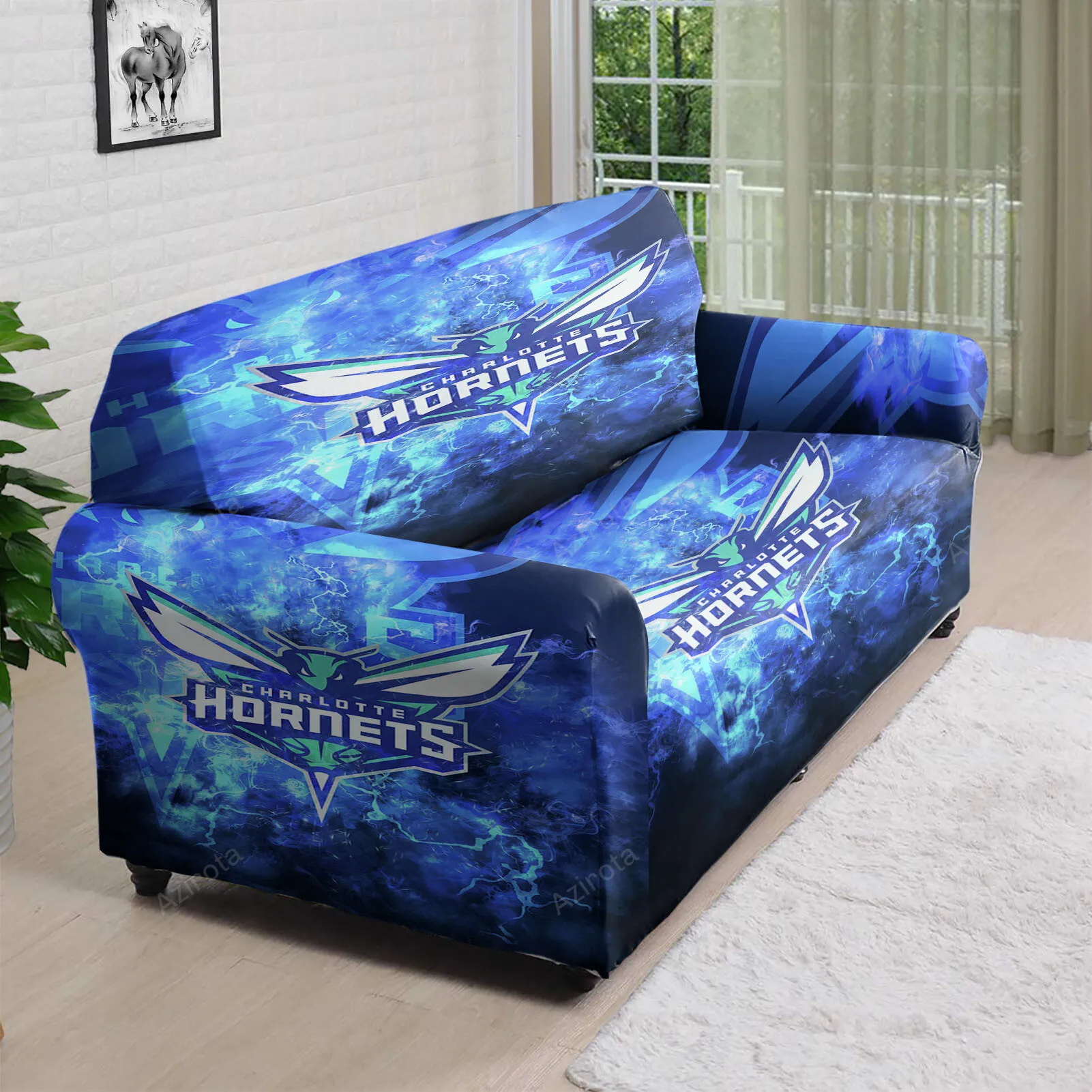 Charlotte Hornets Thunder Shadow 3D Sofa Cover
