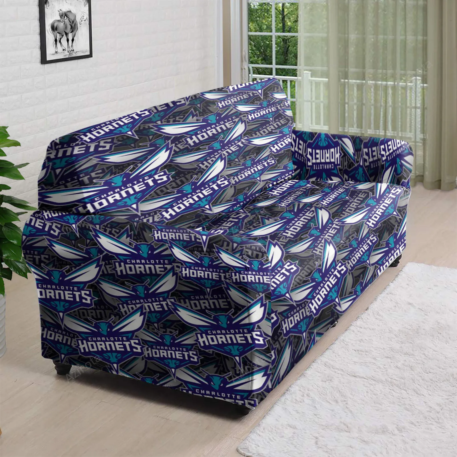 Charlotte Hornets 2 3D Sofa Cover