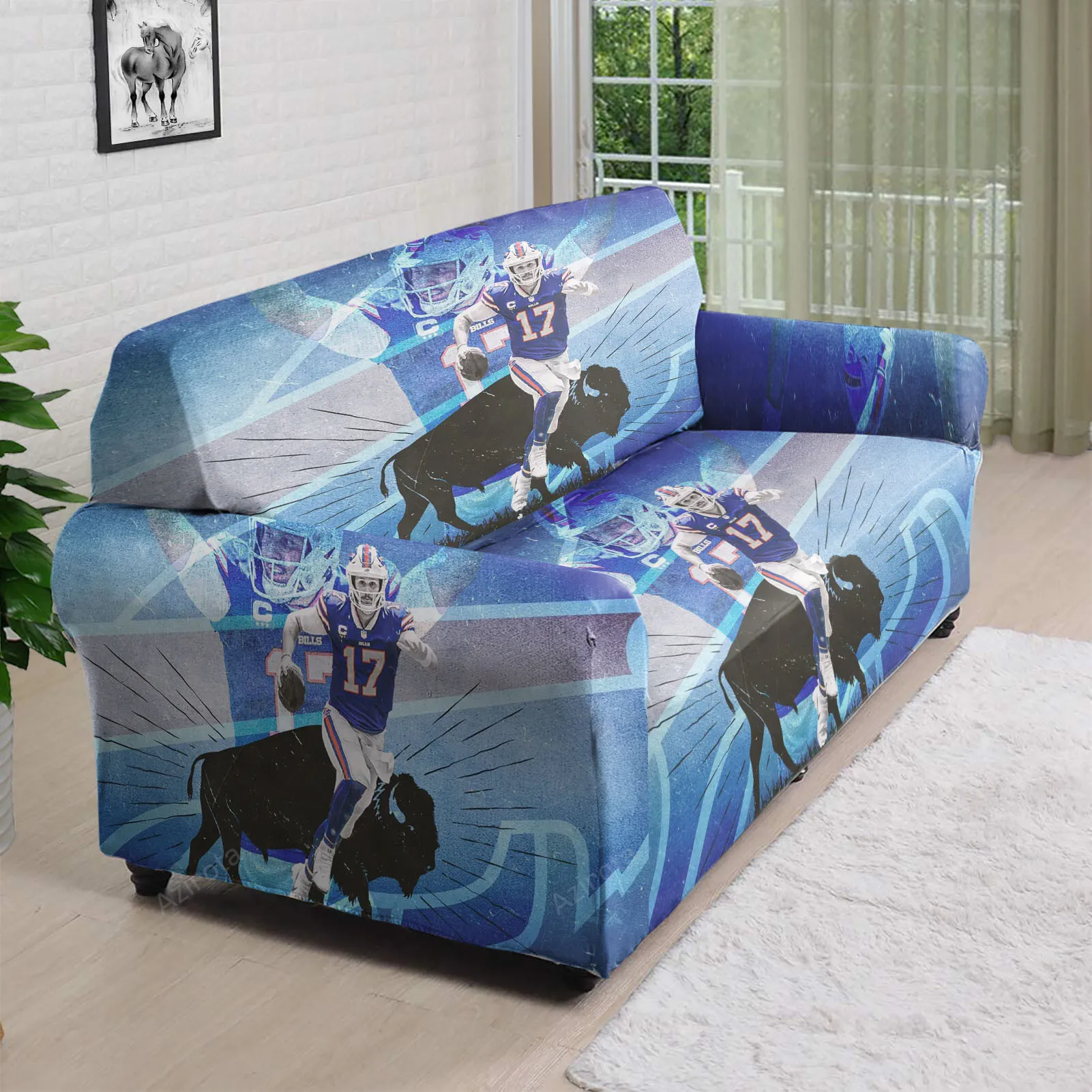 Buffalo Bills 17 Josh Allen v6 3D Sofa Cover