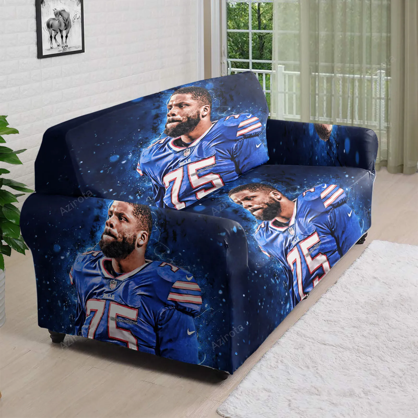 Buffalo Bills 75 Darryl Williams 3D Sofa Cover