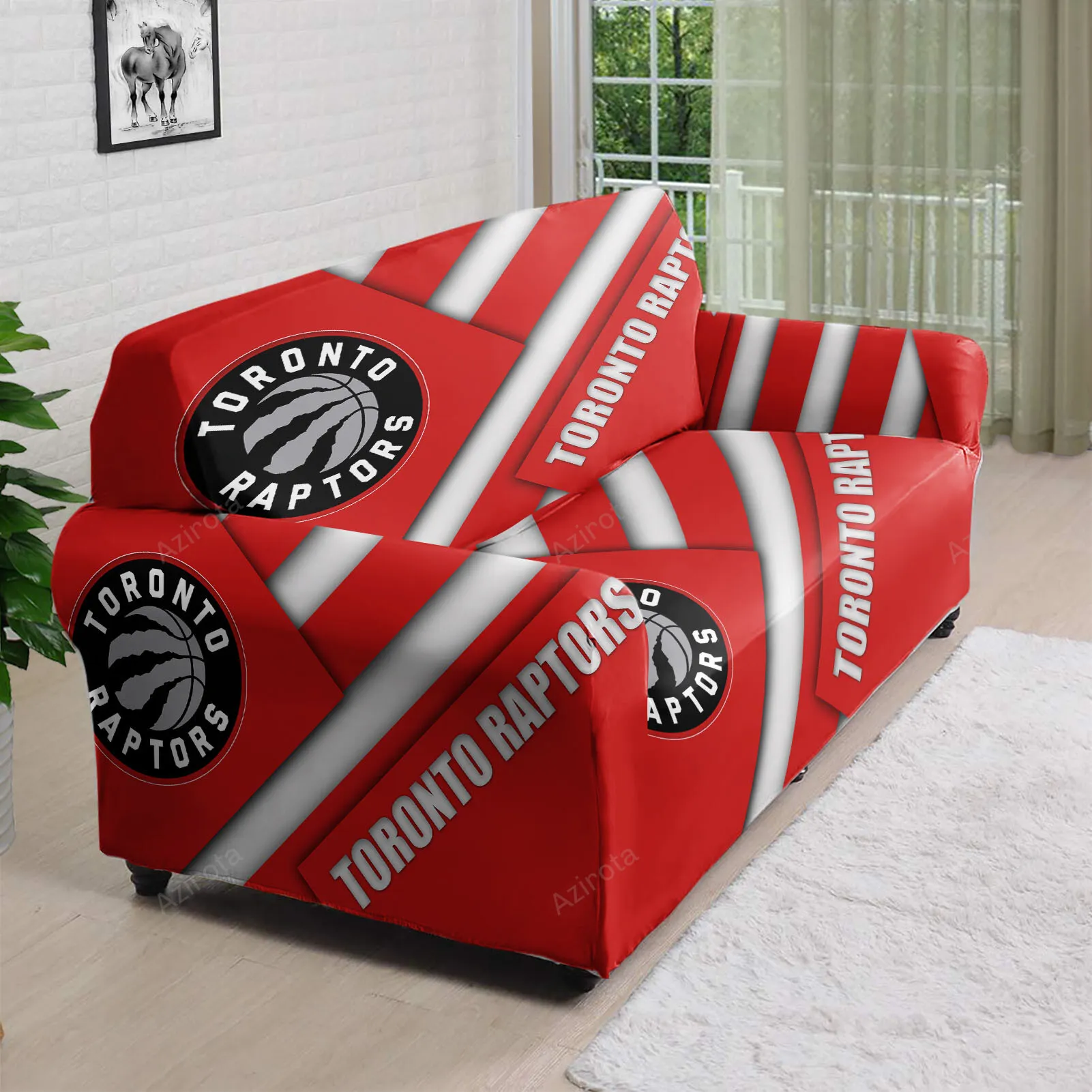 Toronto Raptors Red White 3D Sofa Cover