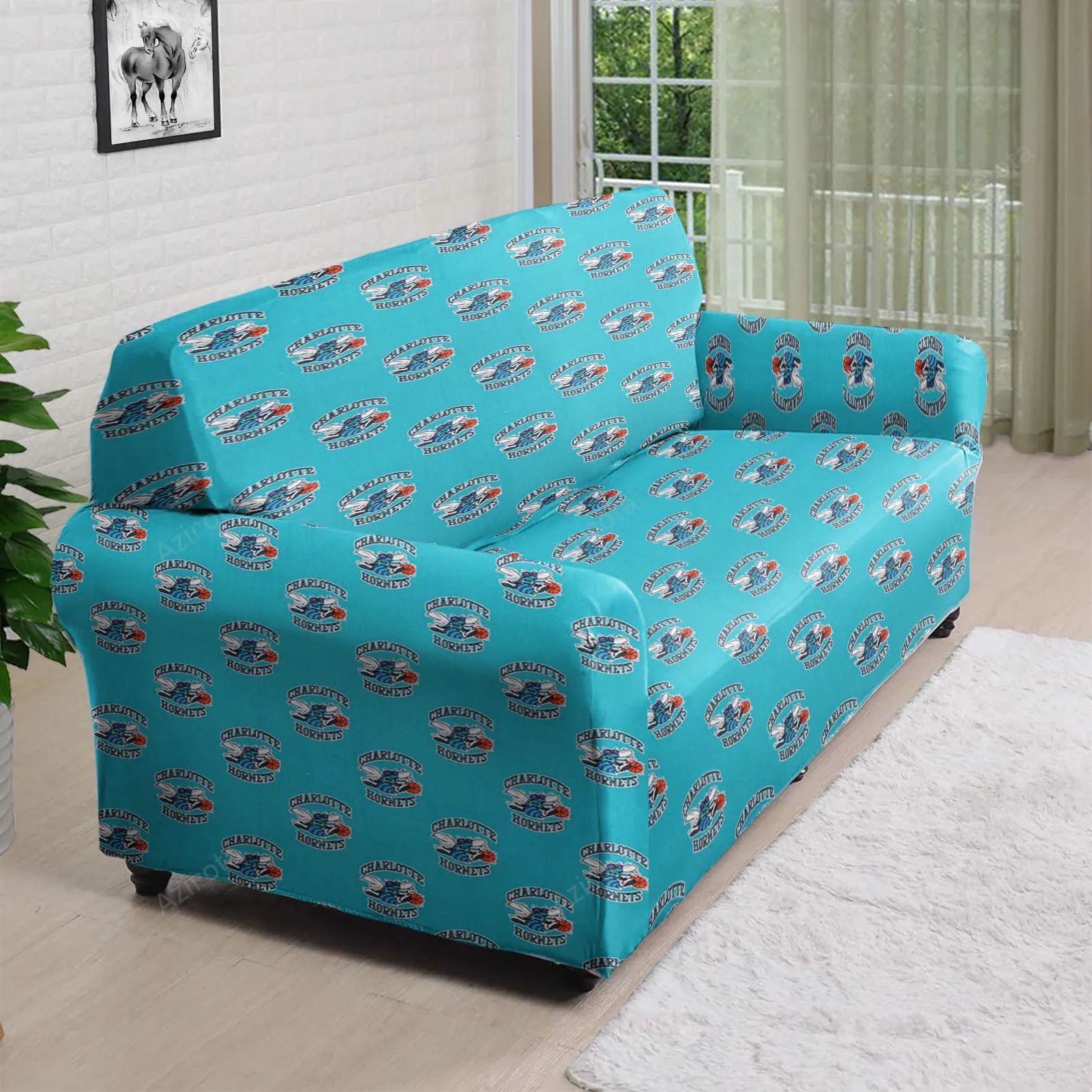 Charlotte Hornets 5 3D Sofa Cover