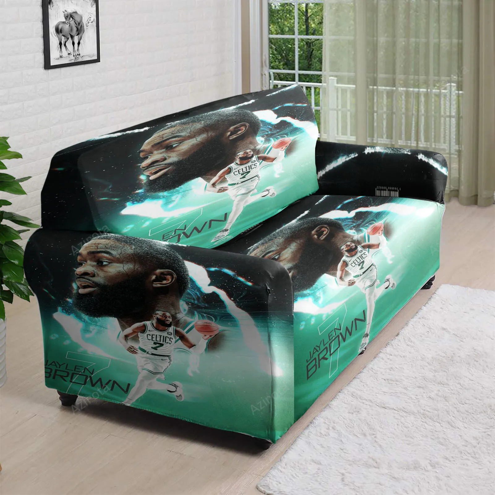 Boston Celtics Jaylen Brown Playing 3D Sofa Cover