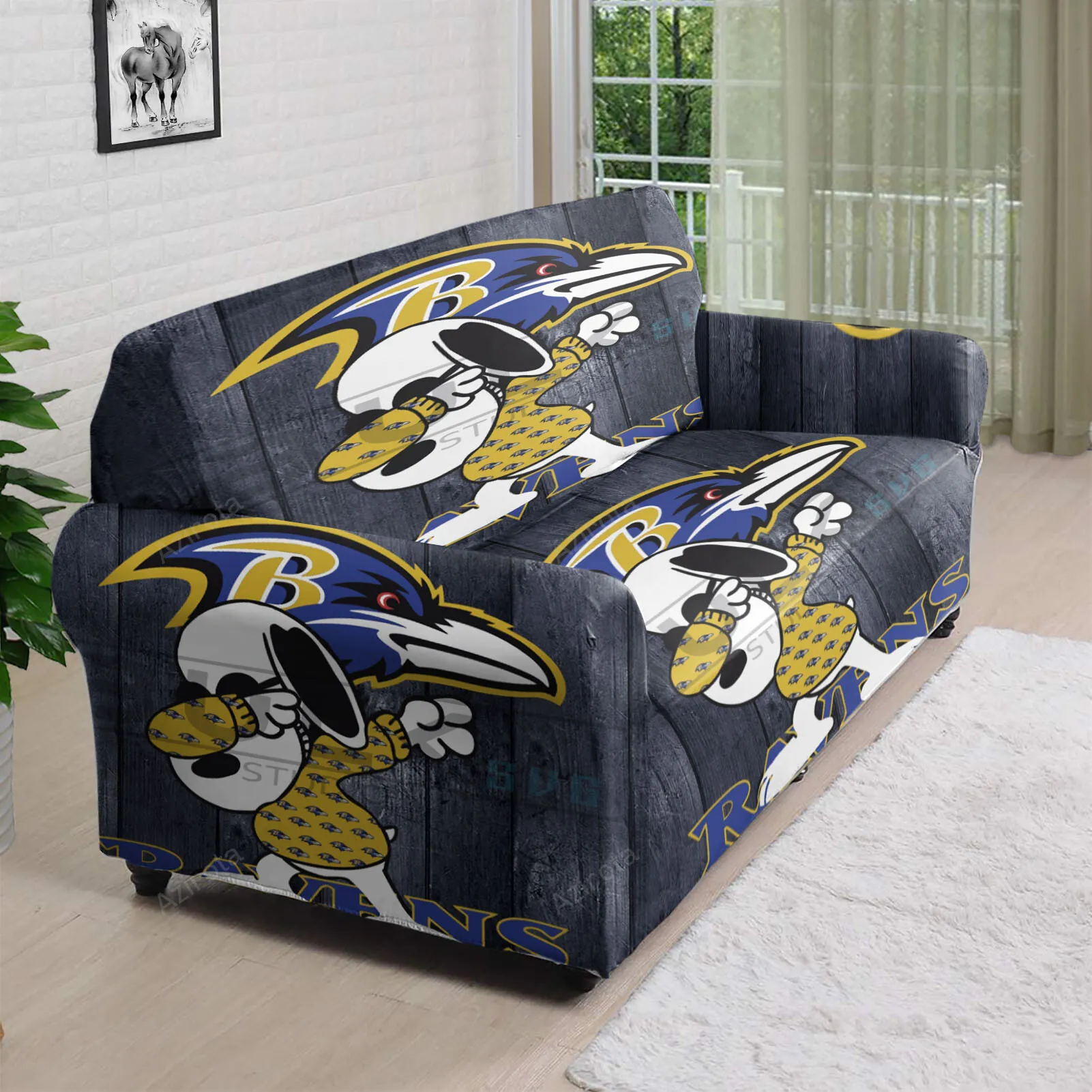 Baltimore Ravens Snoopy v2 3D Sofa Cover