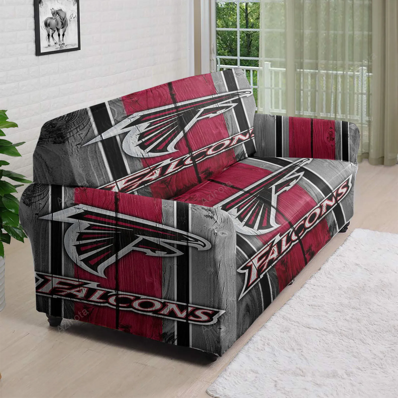 Atlanta Falcons Wooden2 3D Sofa Cover