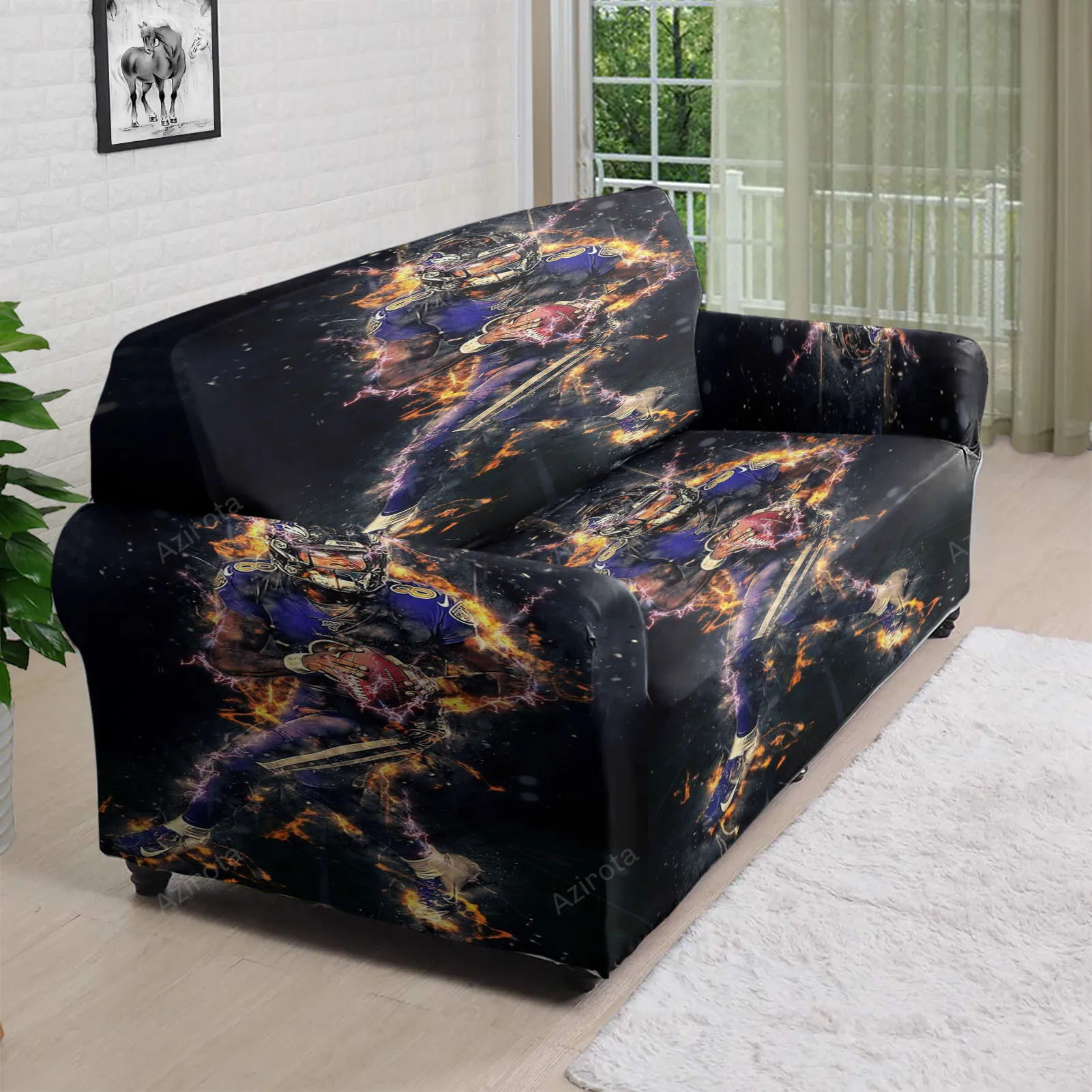 Baltimore Ravens Lamar Jackson 8 v9 3D Sofa Cover