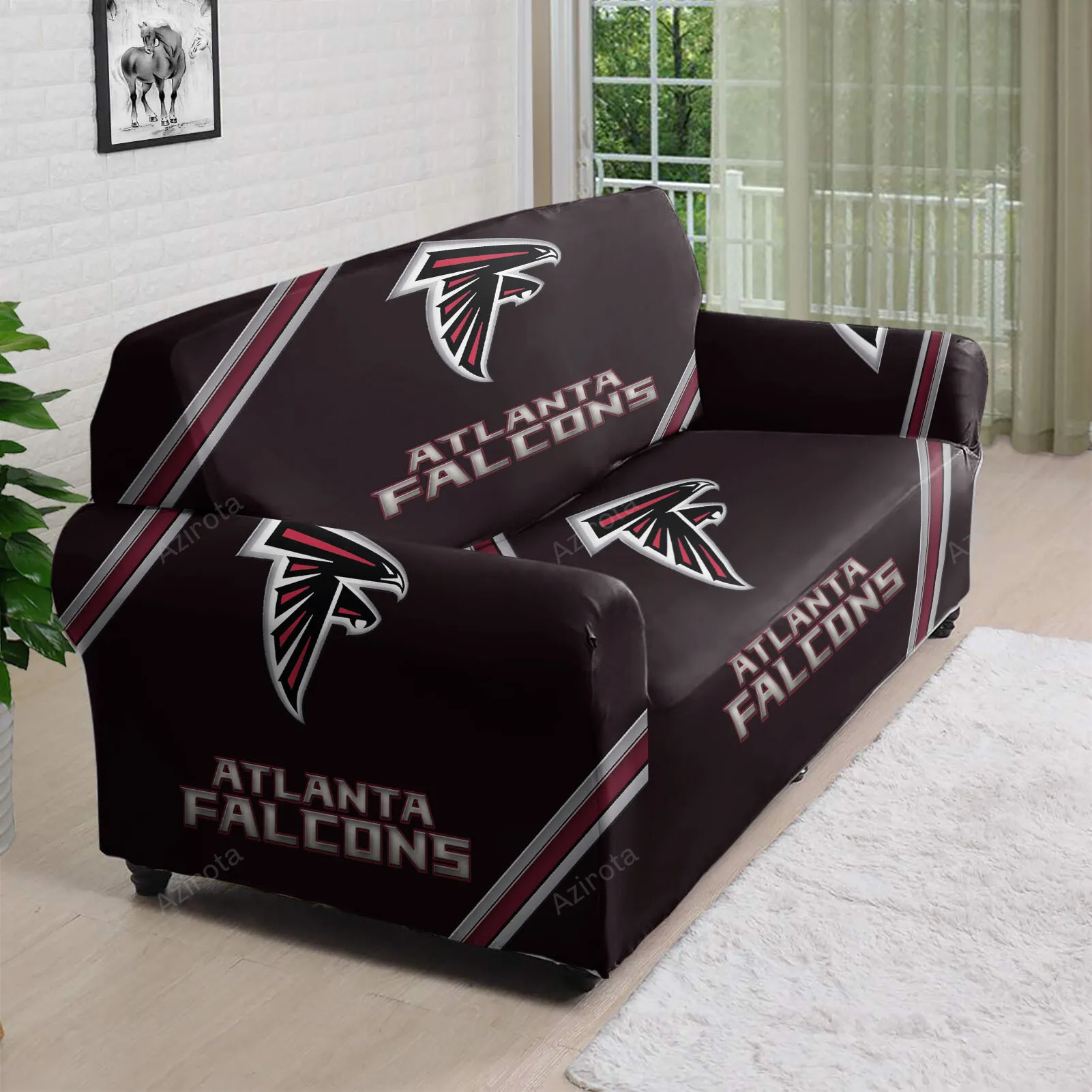 Atlanta Falcons Metal Stripe 3D Sofa Cover