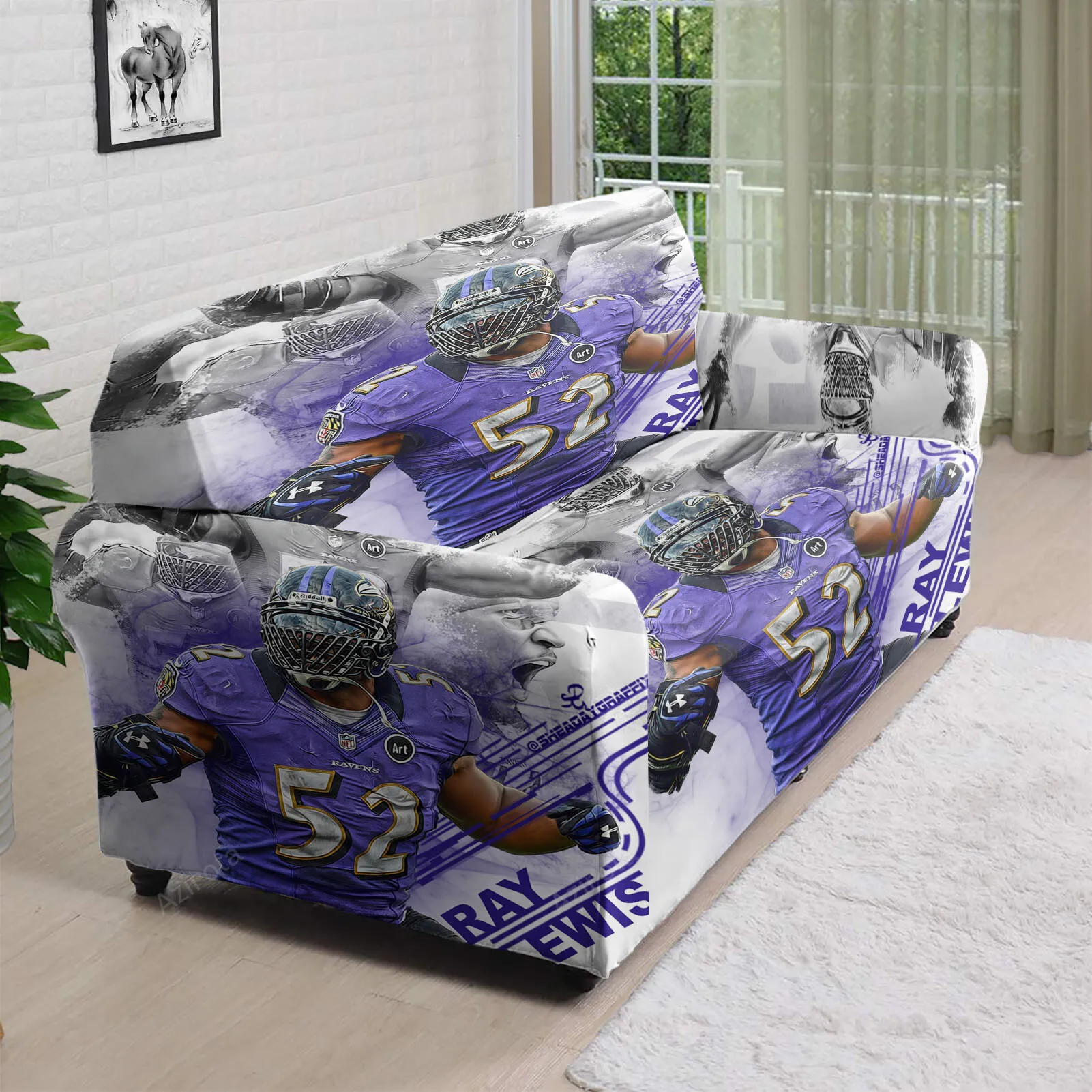 Baltimore Ravens Ray Lewis 52 v5 Panting 3D Sofa Cover
