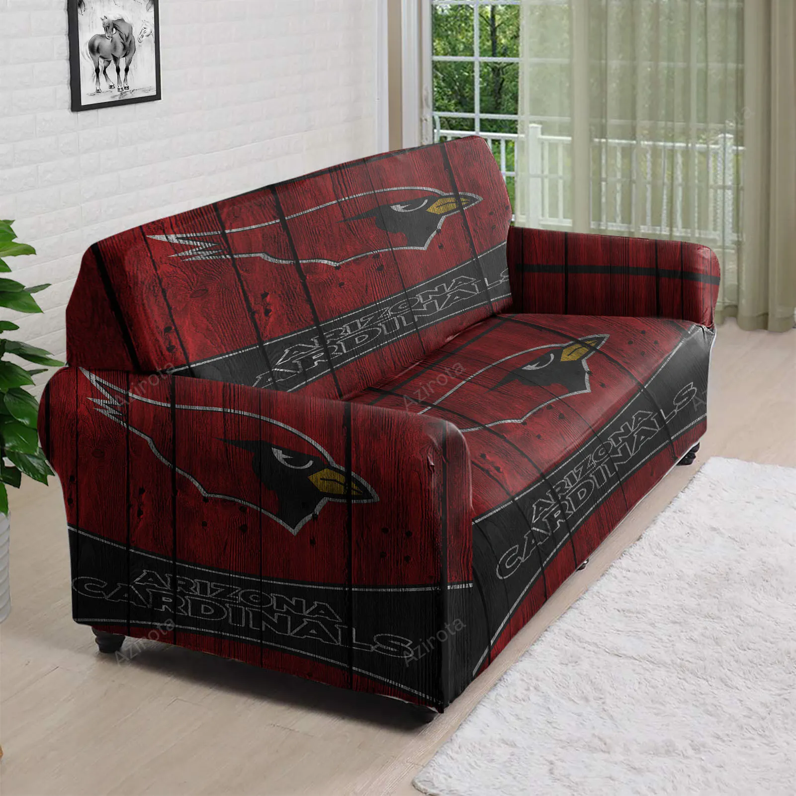 Arizona Cardinals Wooden 3D Sofa Cover