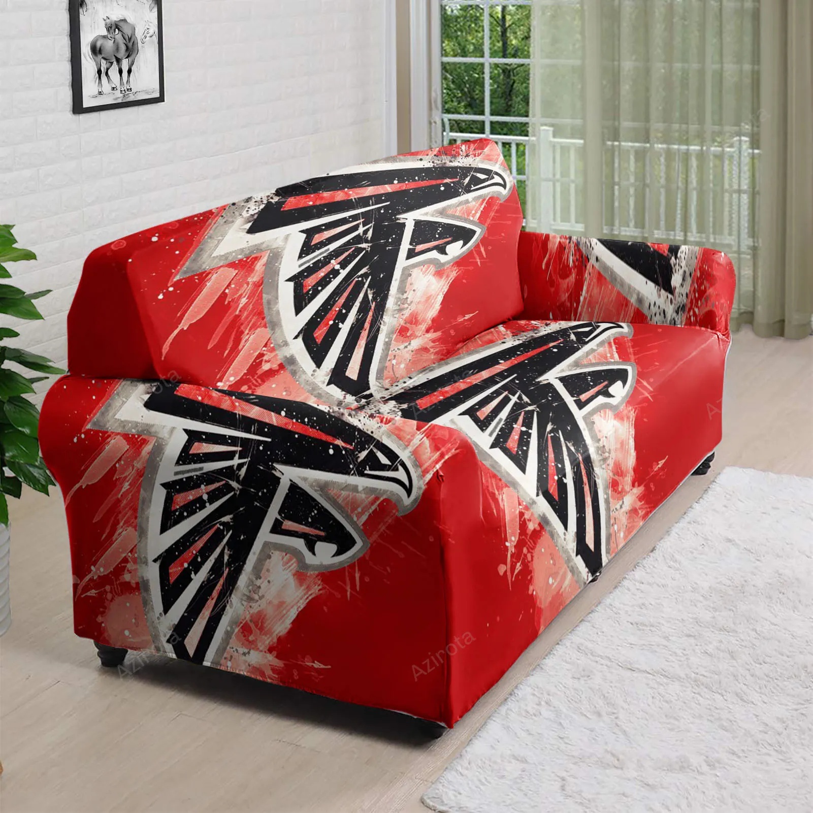 Atlanta Falcons Brush Texture2 3D Sofa Cover