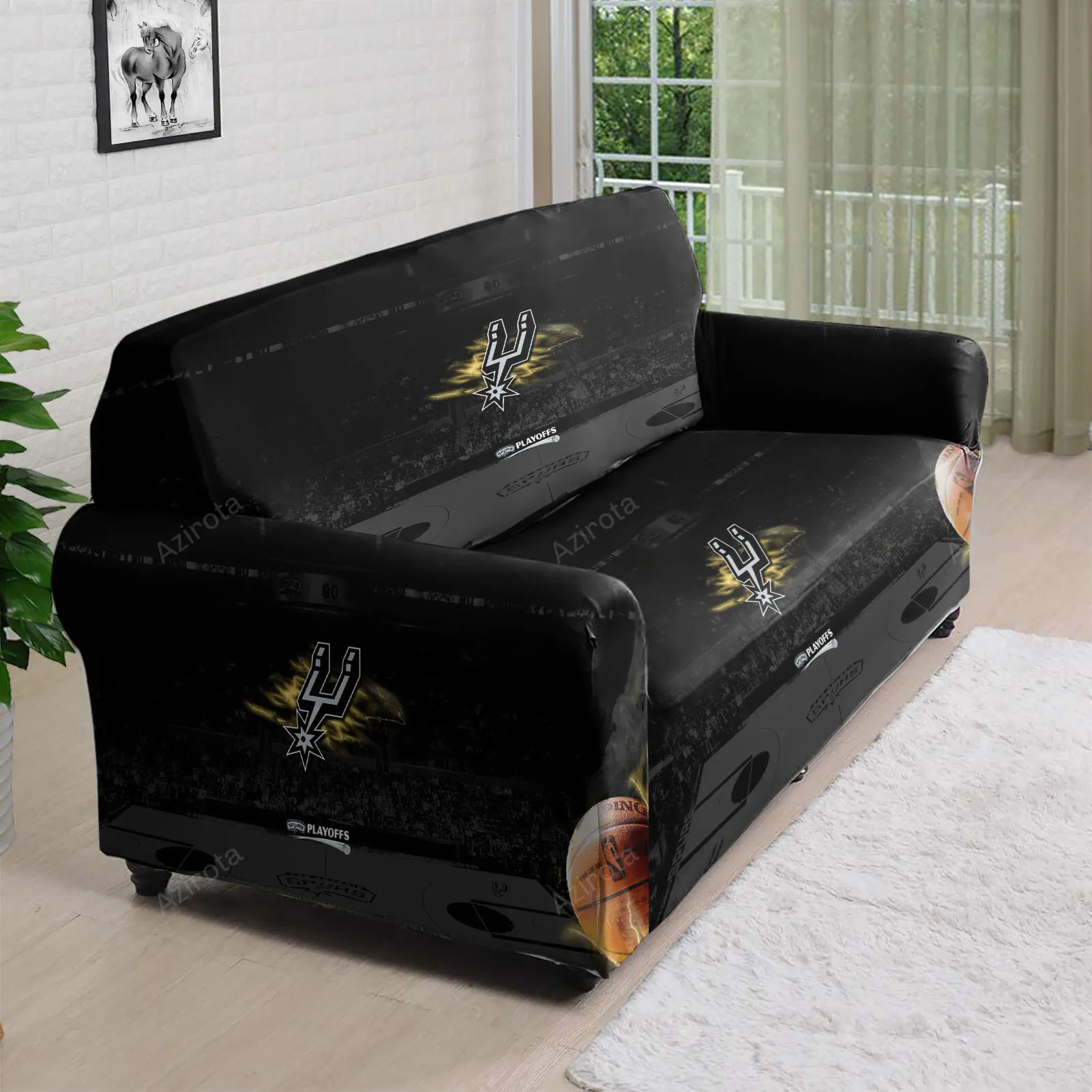 San Antonio Spurs Playoffs 3D Sofa Cover