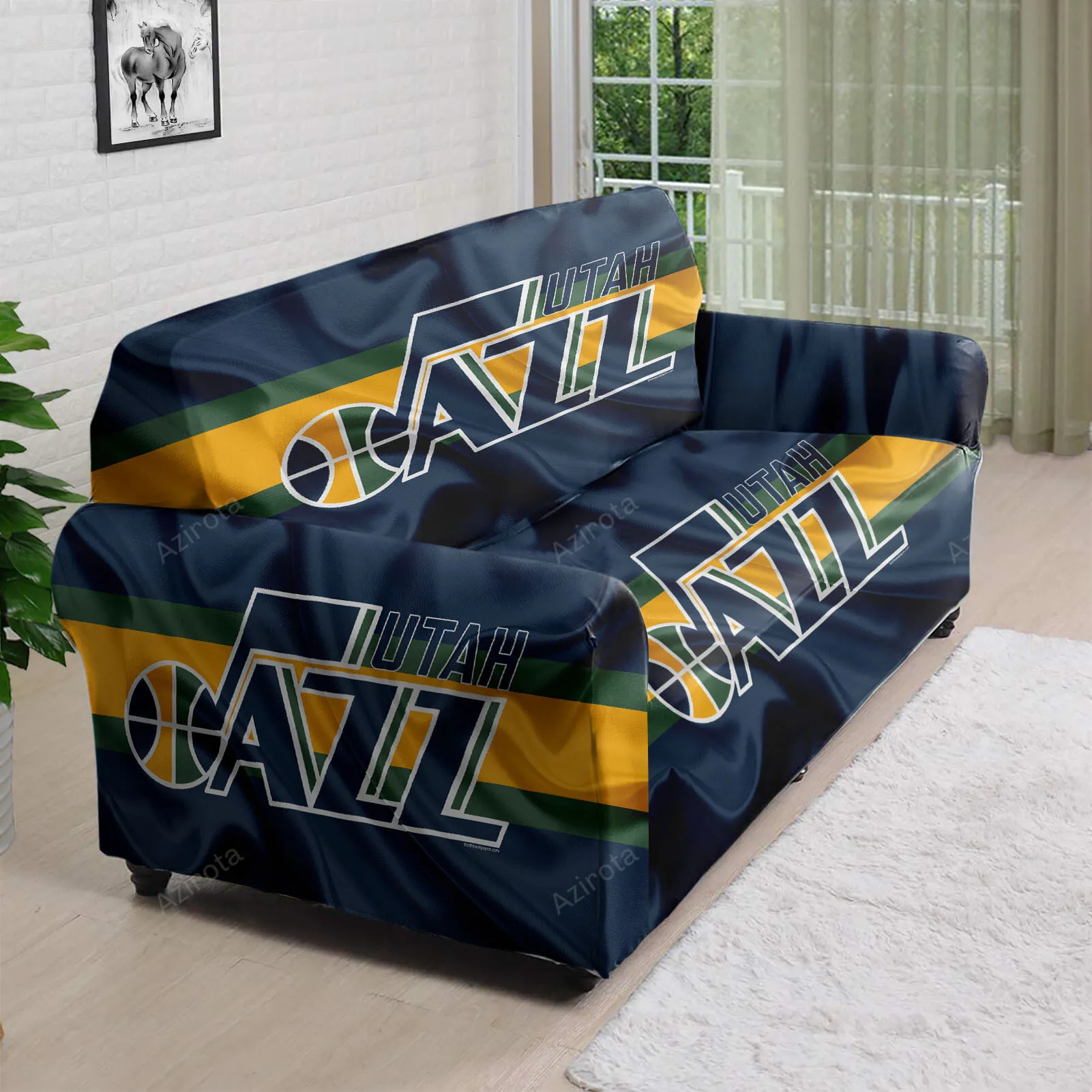 Utah Jazz Emblem v6 3D Sofa Cover