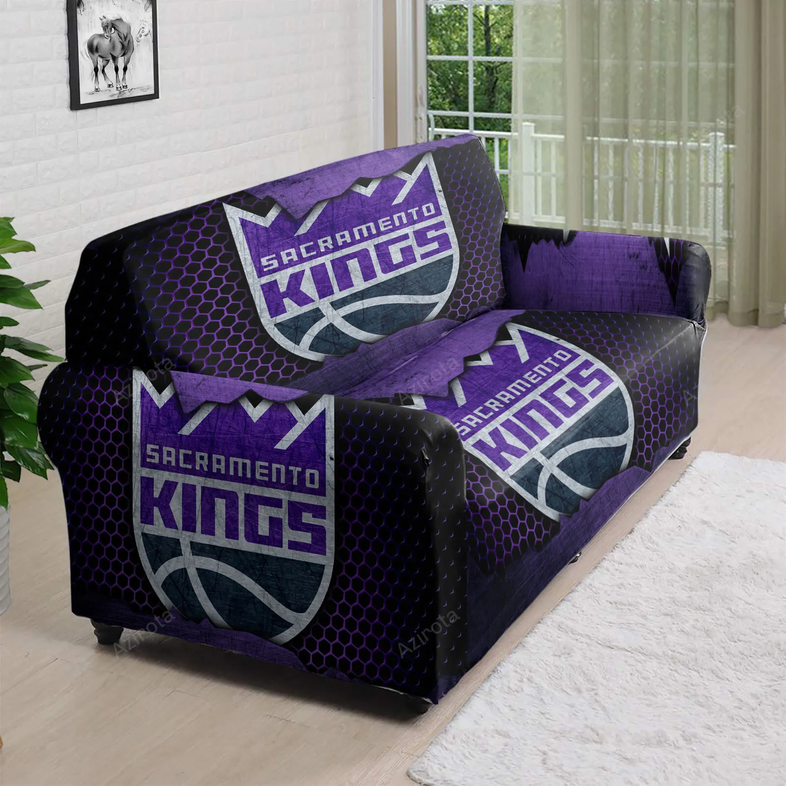 Sacramento Kings Emblem Metal 3D Sofa Cover