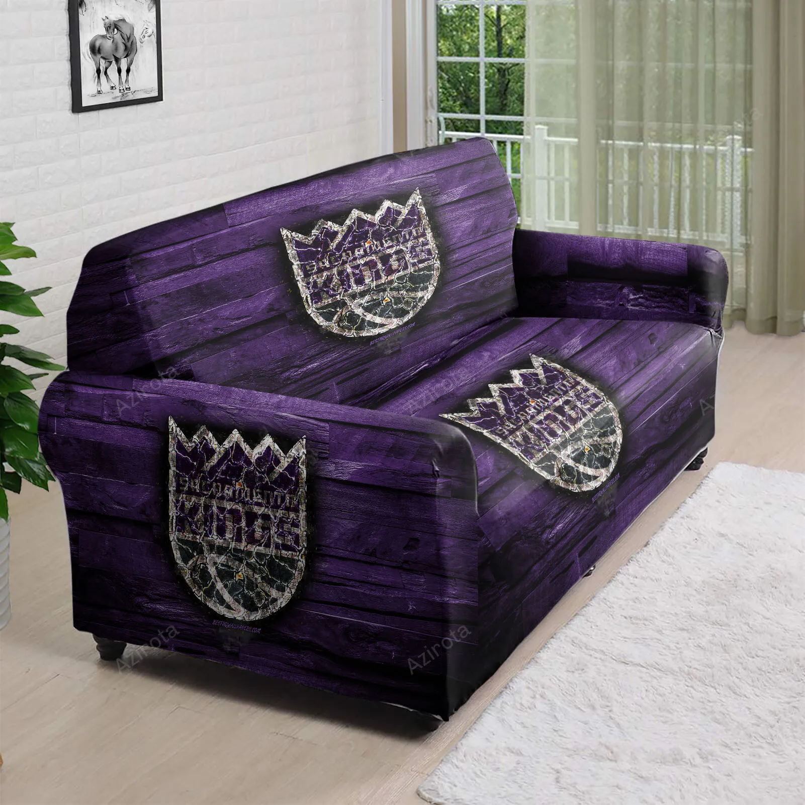 Sacramento Kings Emblem Wood2 3D Sofa Cover