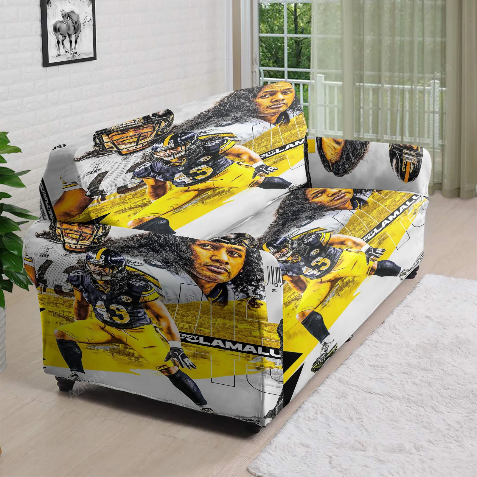Pittsburgh Steelers Troy Polamalu no43 3D Sofa Cover