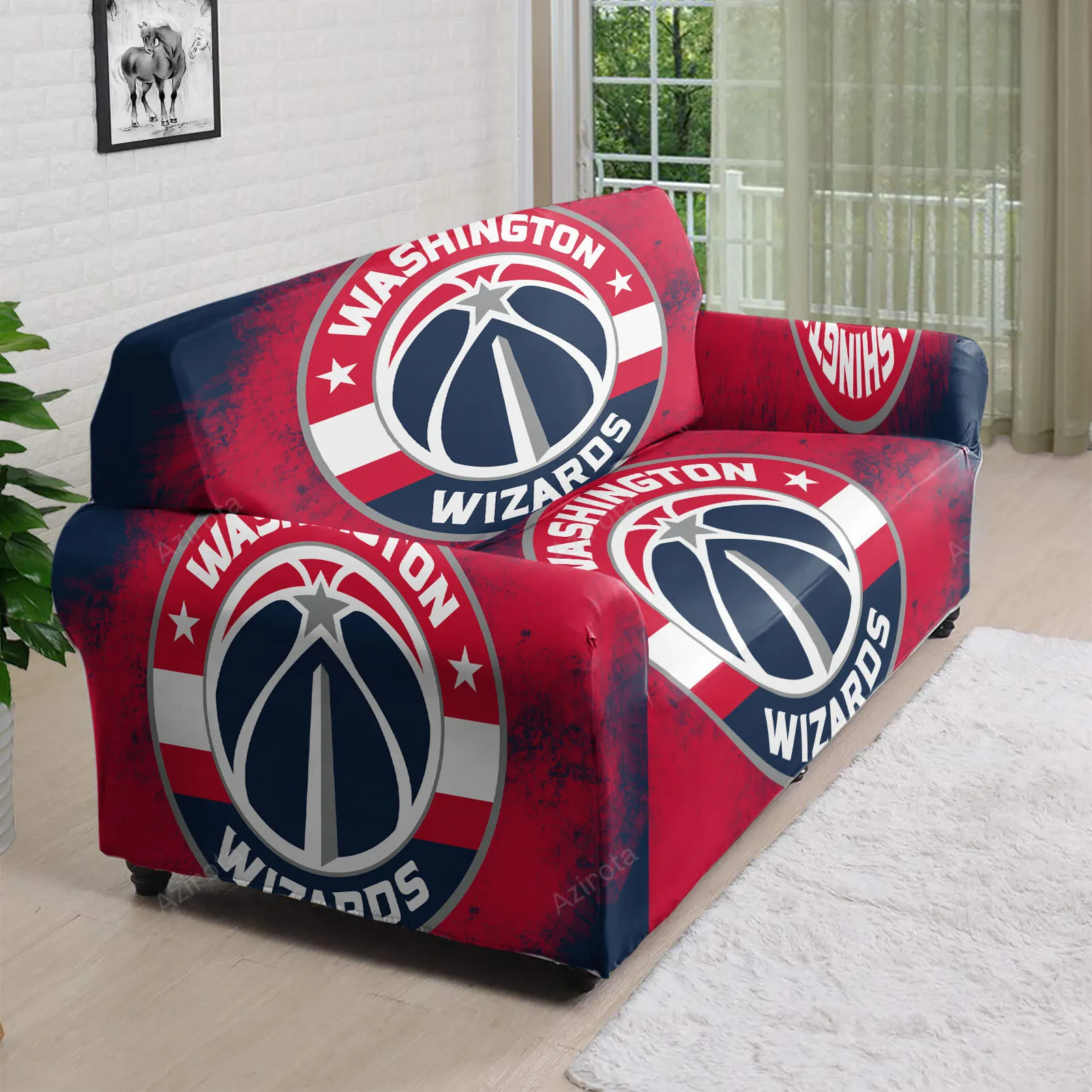 Washington Wizards Blue Red Splash Color 3D Sofa Cover