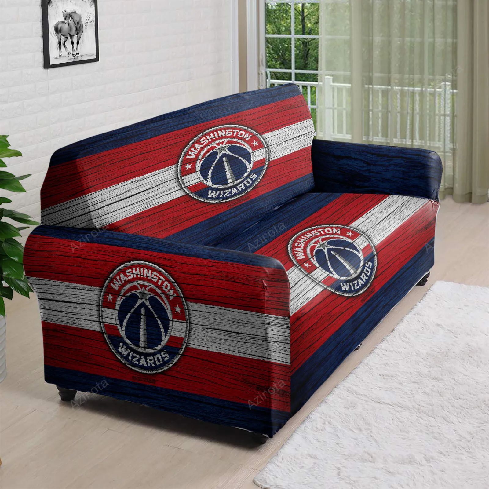 Washington Wizards Red White Wood 3D Sofa Cover