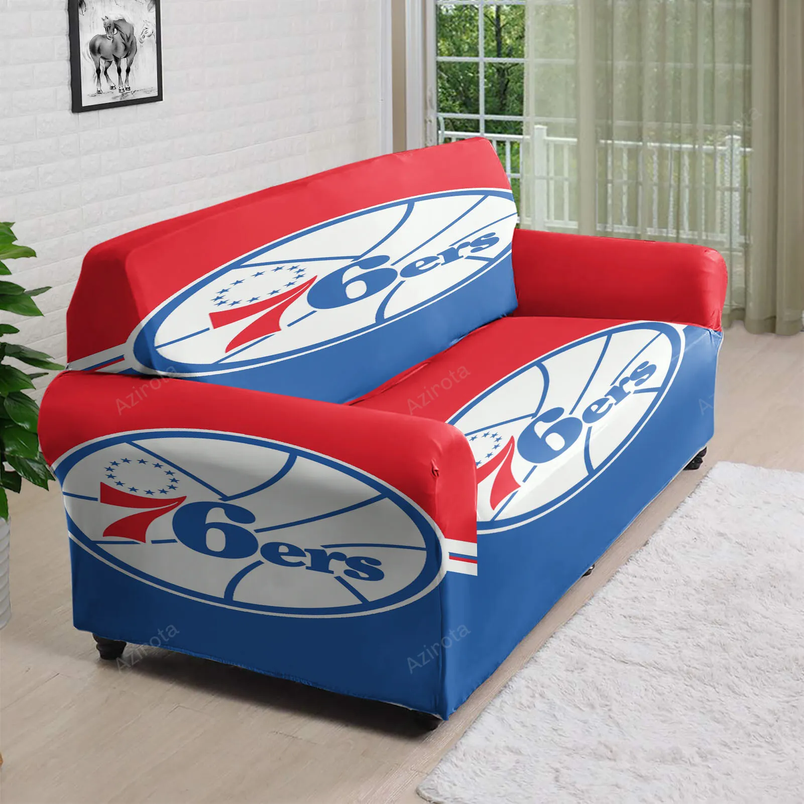Philadelphia 76ers Blue Red Silk 3D Sofa Cover