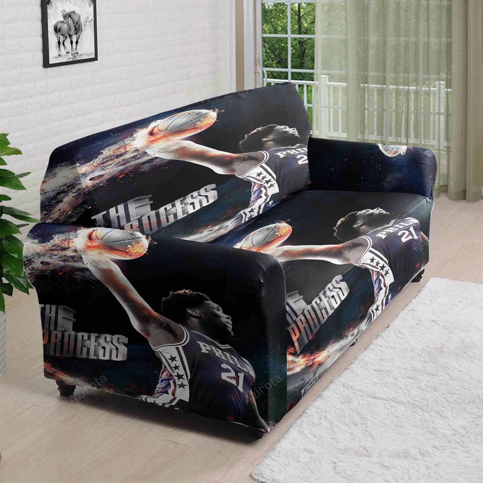Philadelphia 76ers Joel Embiid Star 3D Sofa Cover