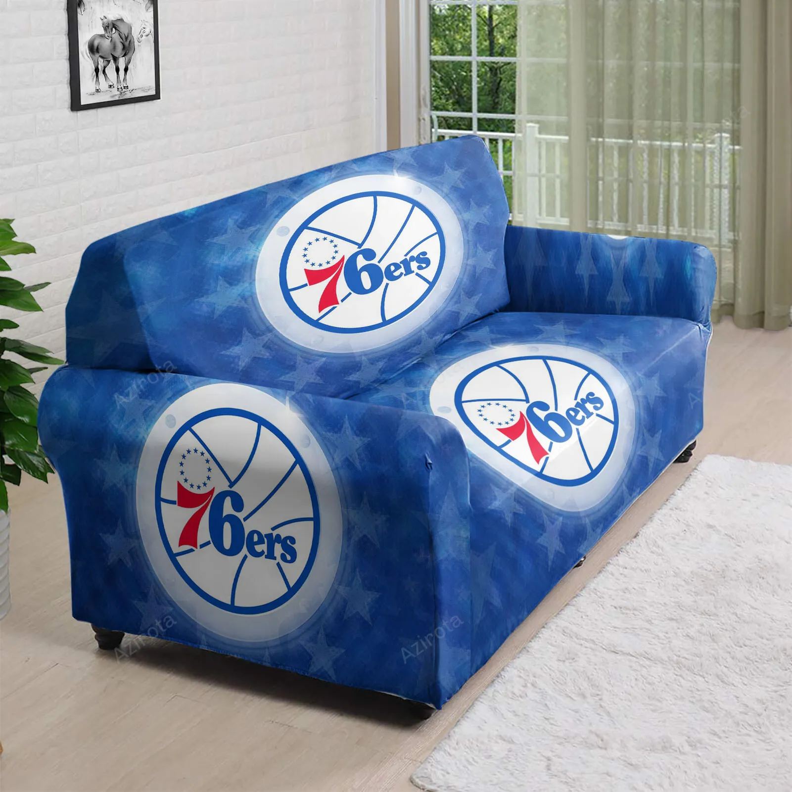 Philadelphia 76ers Stars Blue 3D Sofa Cover