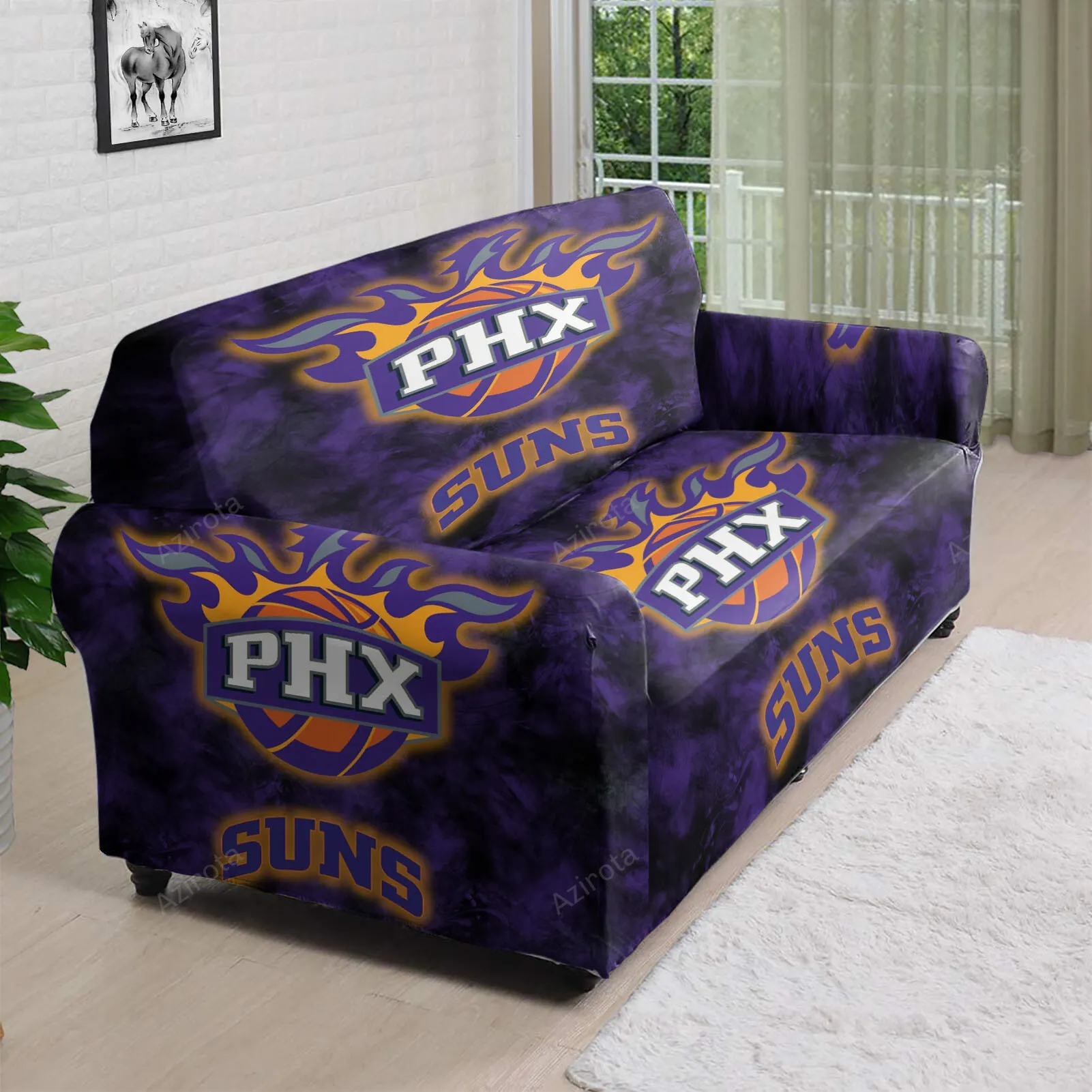 Phoenix Suns Emblem v7 3D Sofa Cover