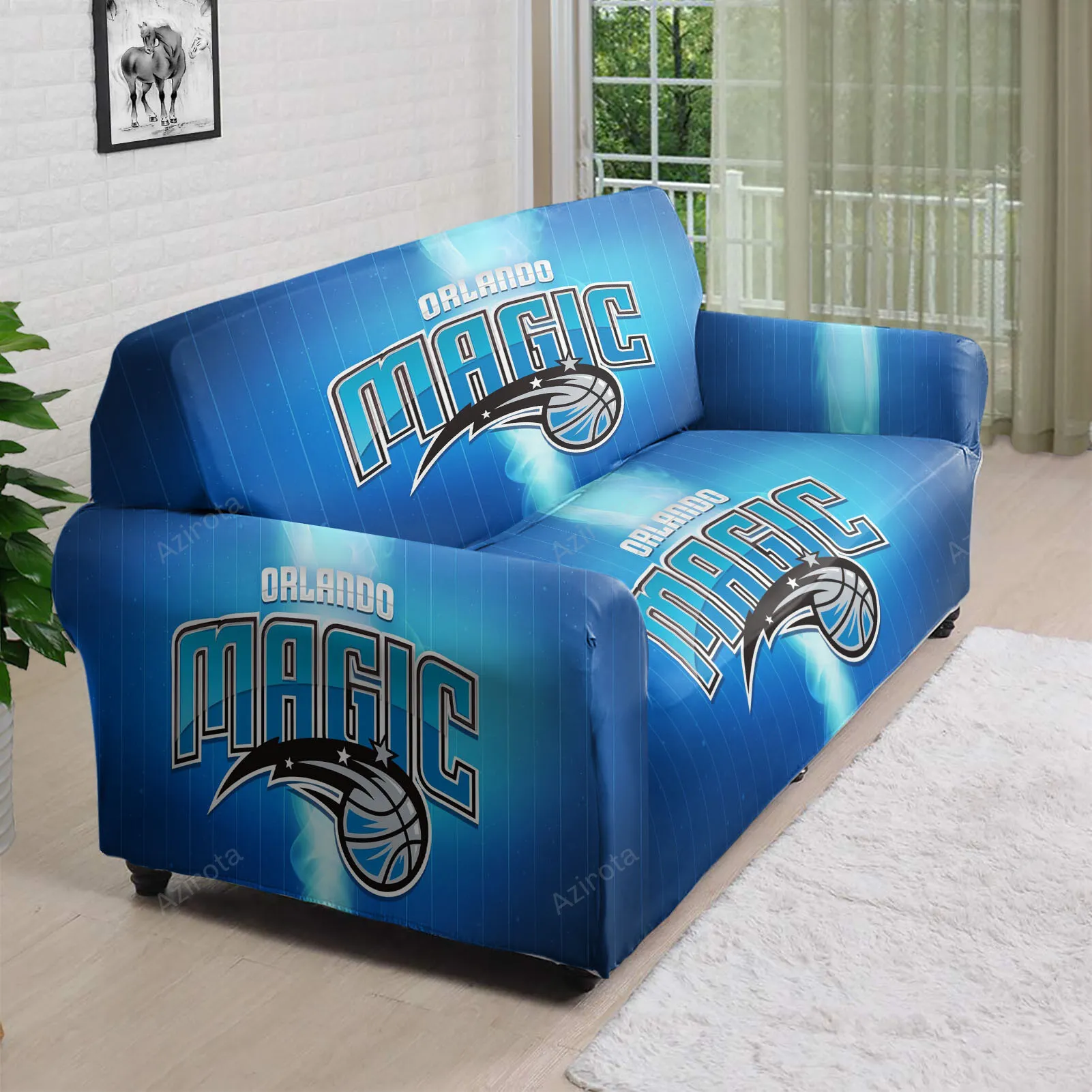 Orlando Magic Light Blue 3D Sofa Cover