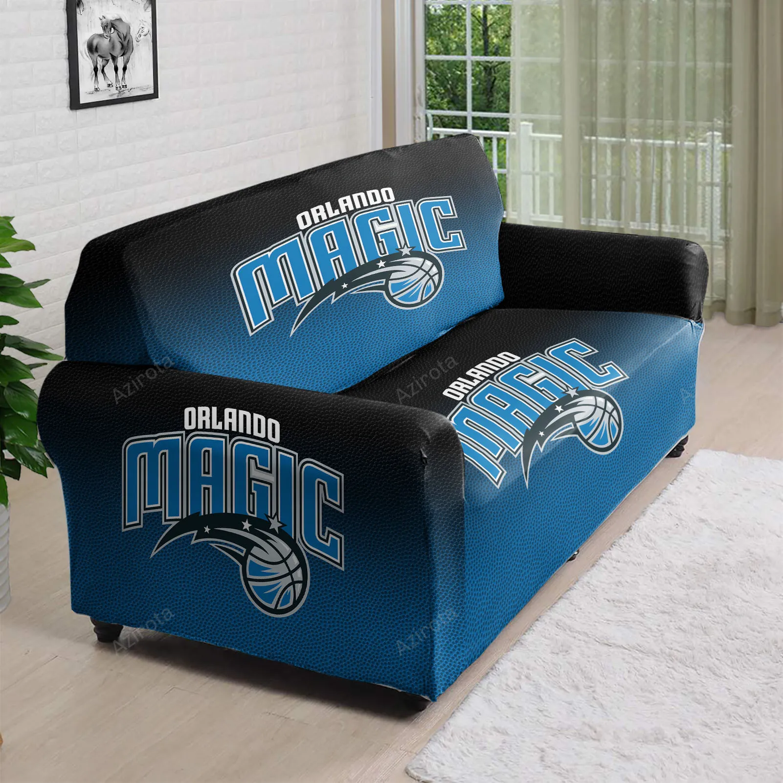 Orlando Magic Blue Black 3D Sofa Cover