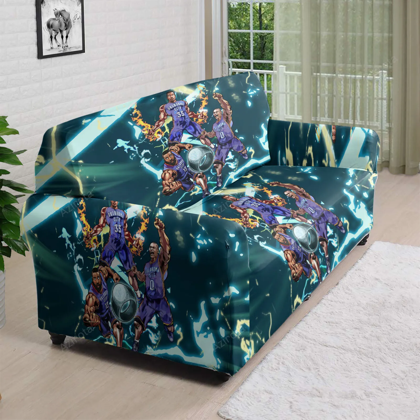 Oklahoma City Thunder Players Thunder Art 3D Sofa Cover
