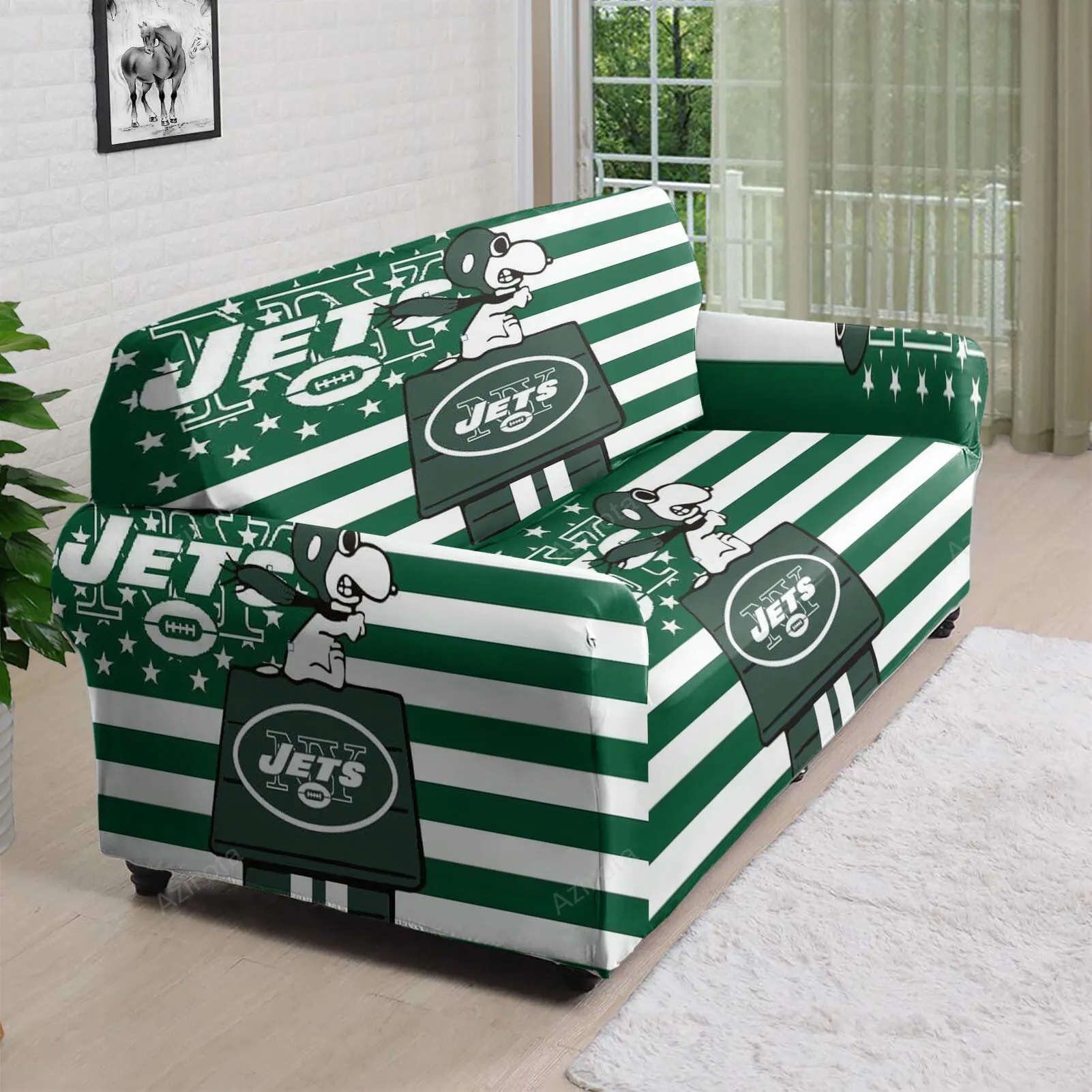 New York Jets Snoopy v43 3D Sofa Cover