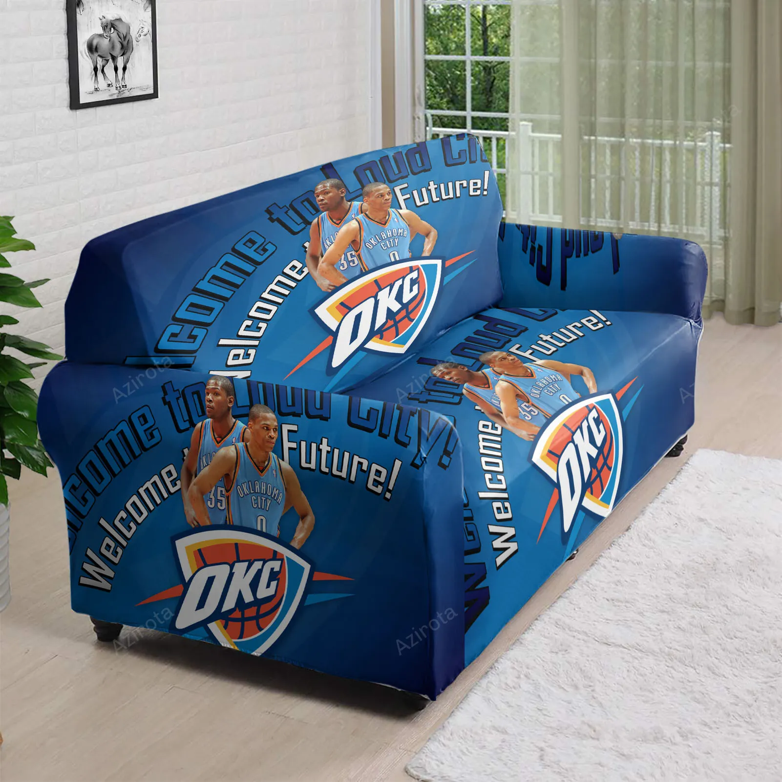 Oklahoma City Thunder Welcom To Loud City 3D Sofa Cover