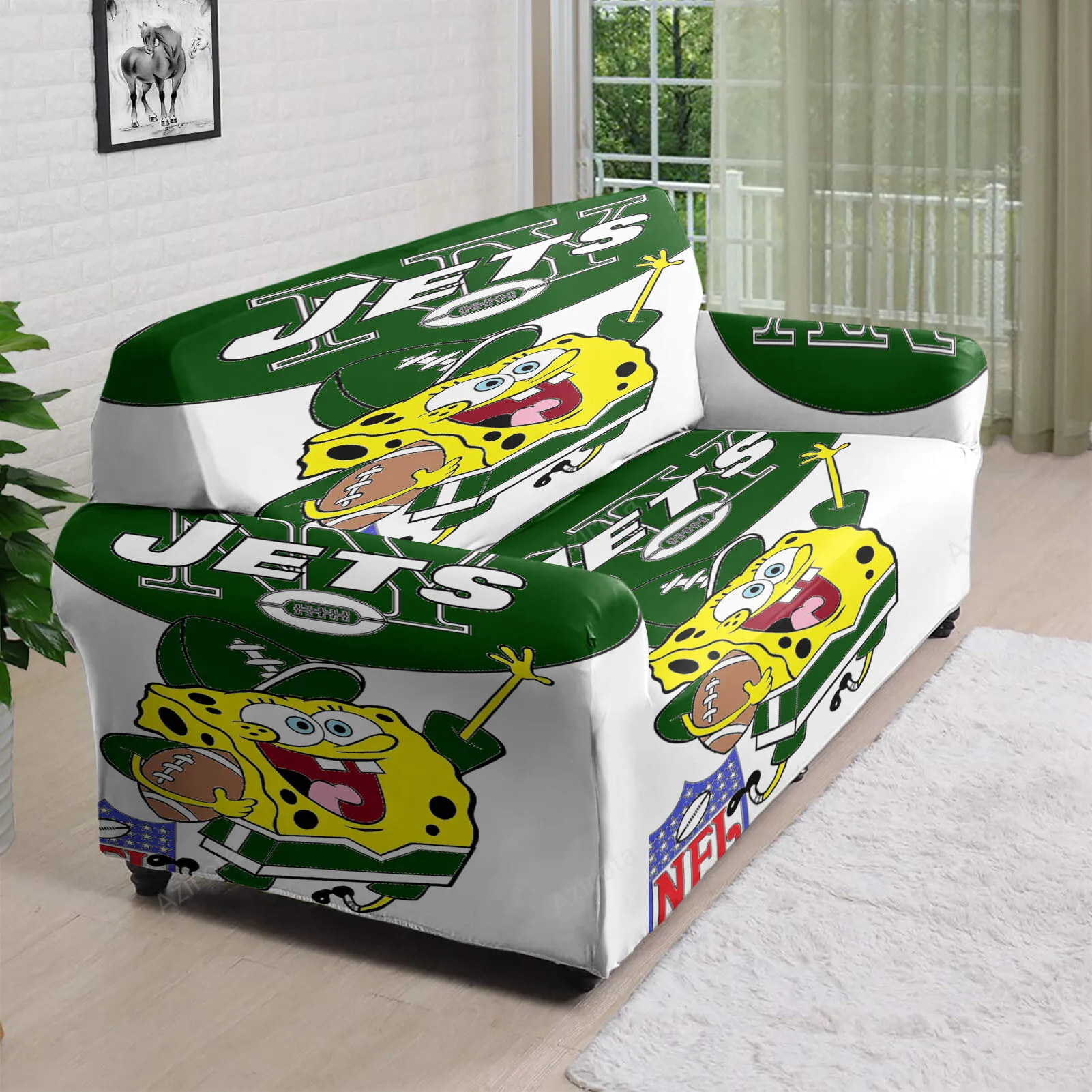 New York Jets SpongeBob v36 3D Sofa Cover
