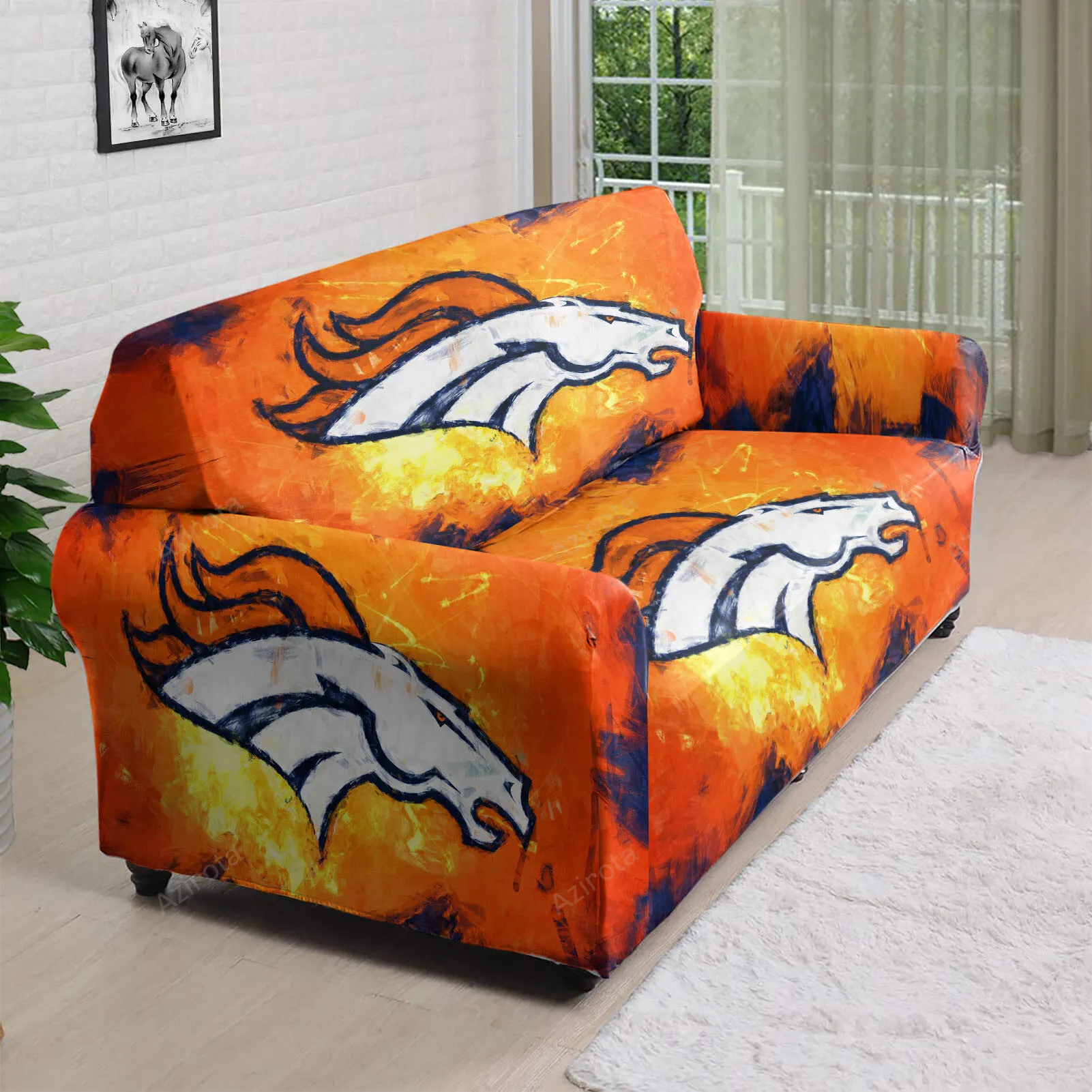 Denver Broncos Emblem v4 3D Sofa Cover