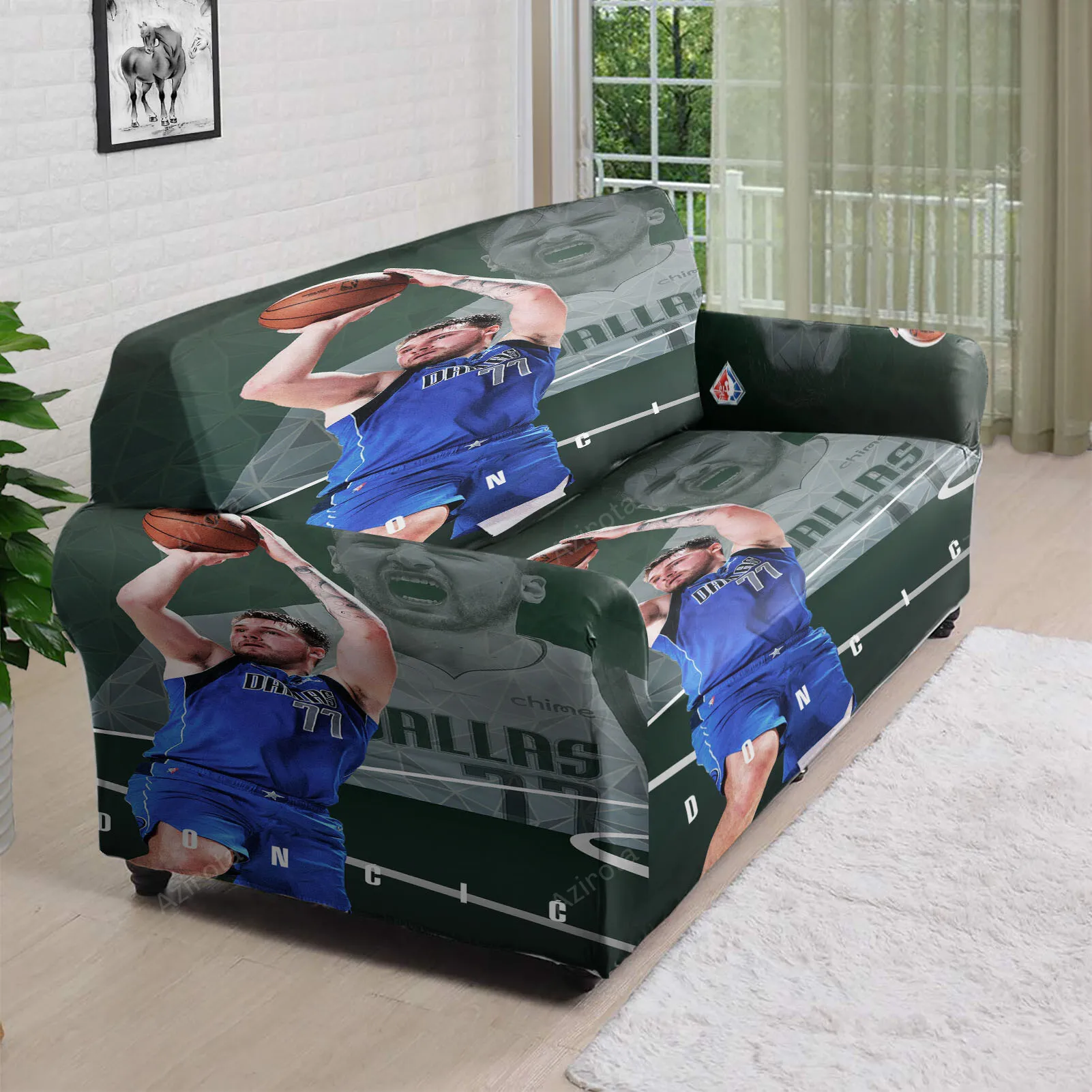 Dallas Mavericks 77 Luka Doncic 3D Sofa Cover
