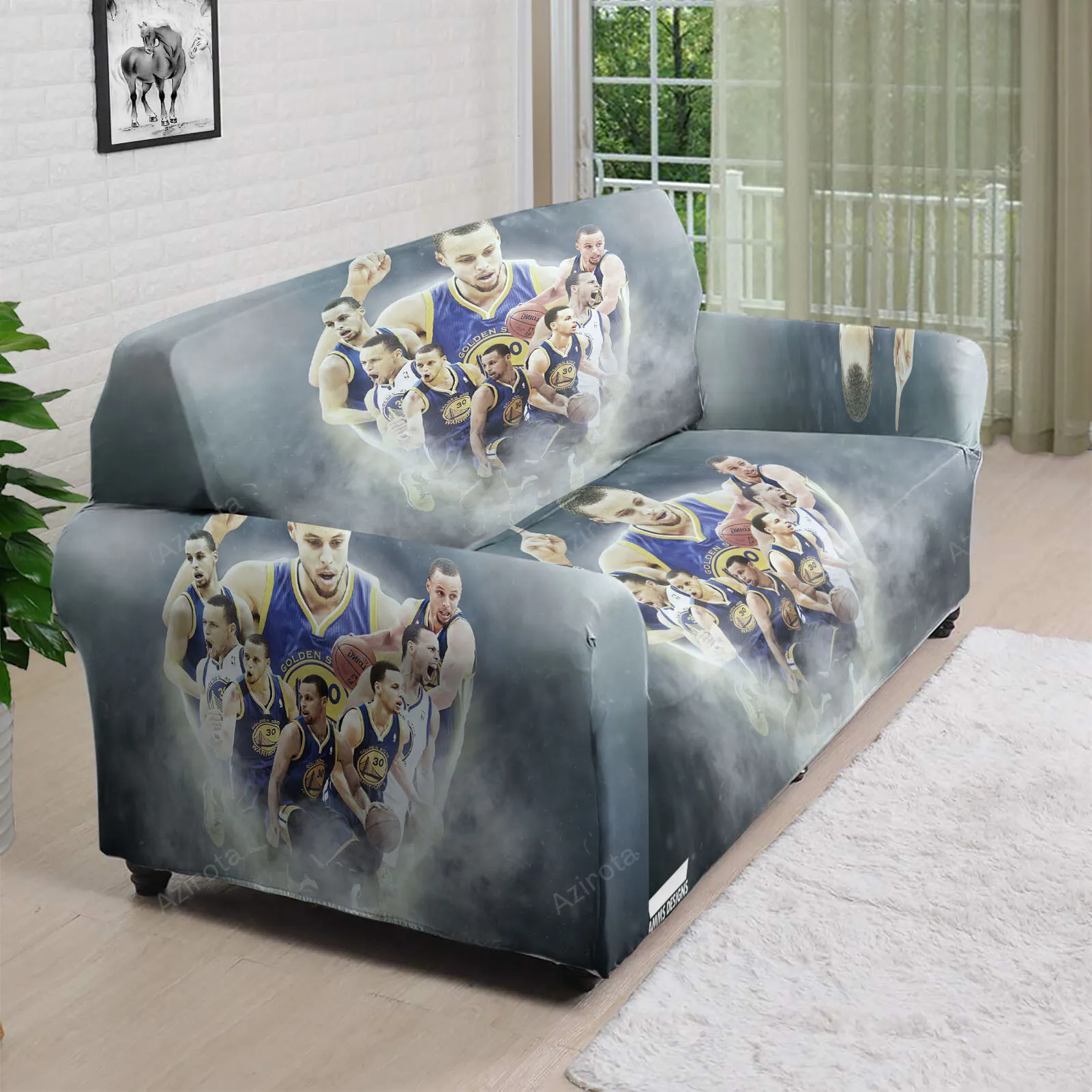 Golden State Warriors Stephen Curry 30 Texture10 3D Sofa Cover