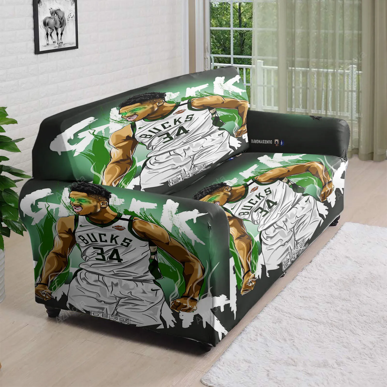 Milwaukee Bucks 34 Giannis Antetokounmpo v32 3D Sofa Cover