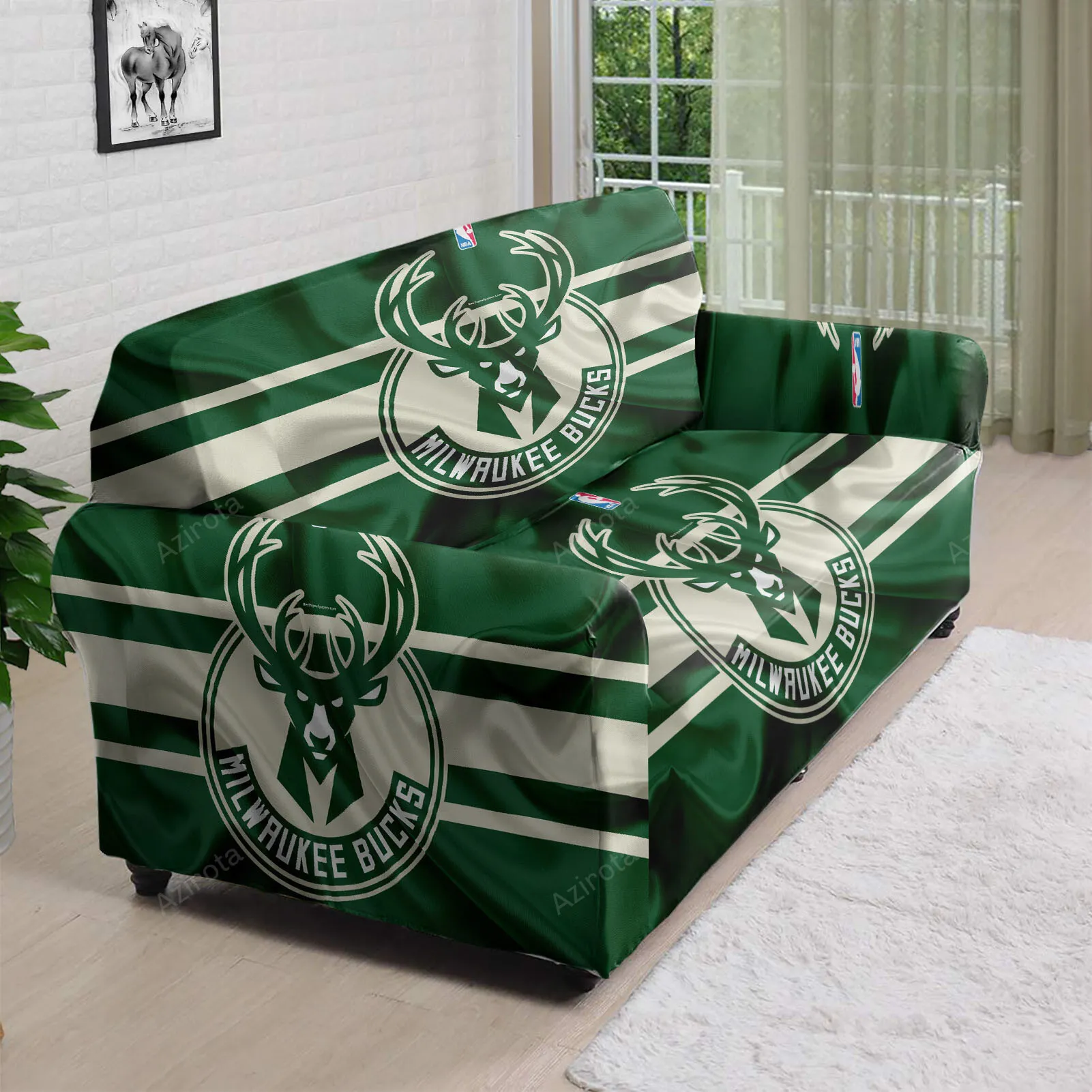 Milwaukee Bucks Emblem v1 3D Sofa Cover
