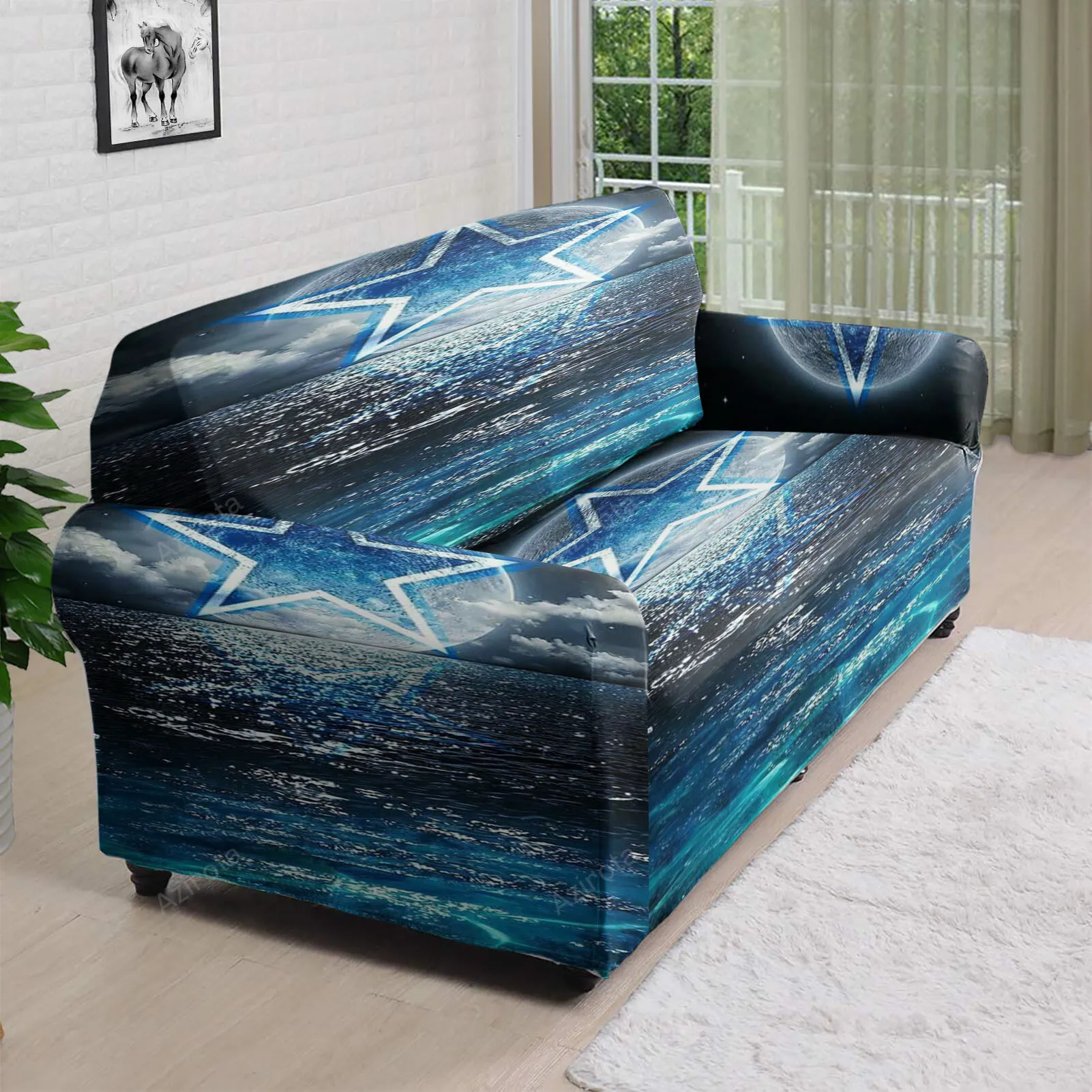 Dallas Cowsboys Star Moon Sea 3D Sofa Cover