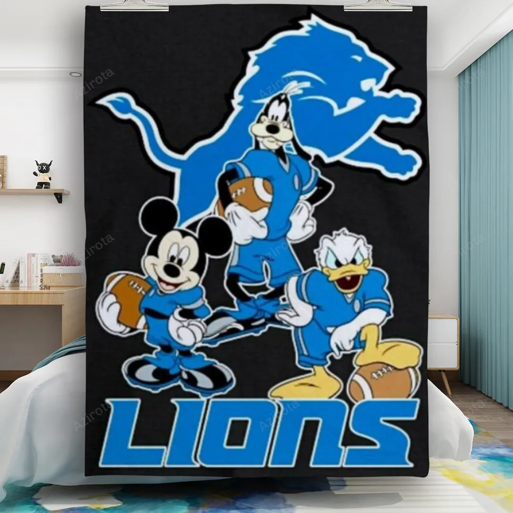 Detroit Lions Mickey Pluto and Donald Duck Gift For Fan 3D Full Printing Quilt