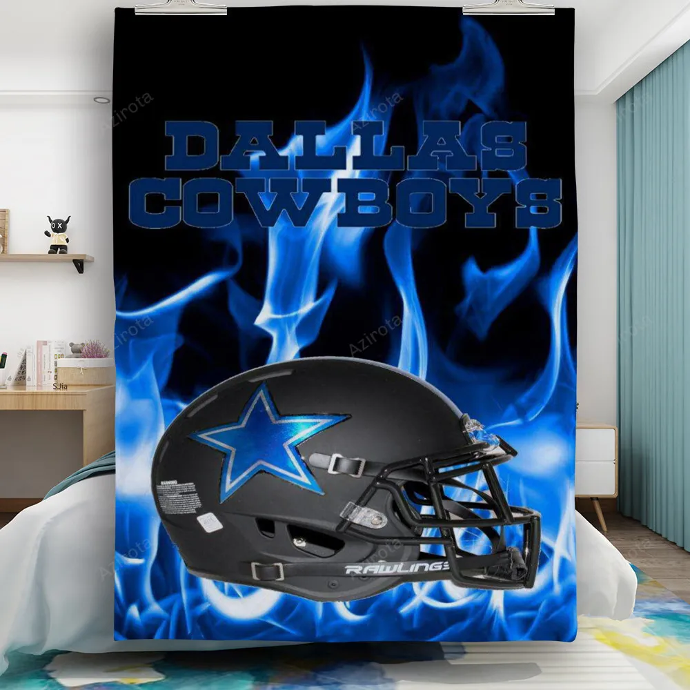 Dallas Cowboys Helmet Blue Fire Gift For Fan 3D Full Printing Quilt
