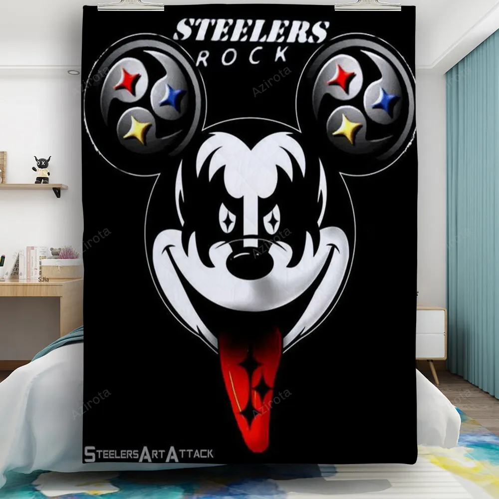Pittsburgh Steelers Rock Mickey Gift For Fan 3D Full Printing Quilt