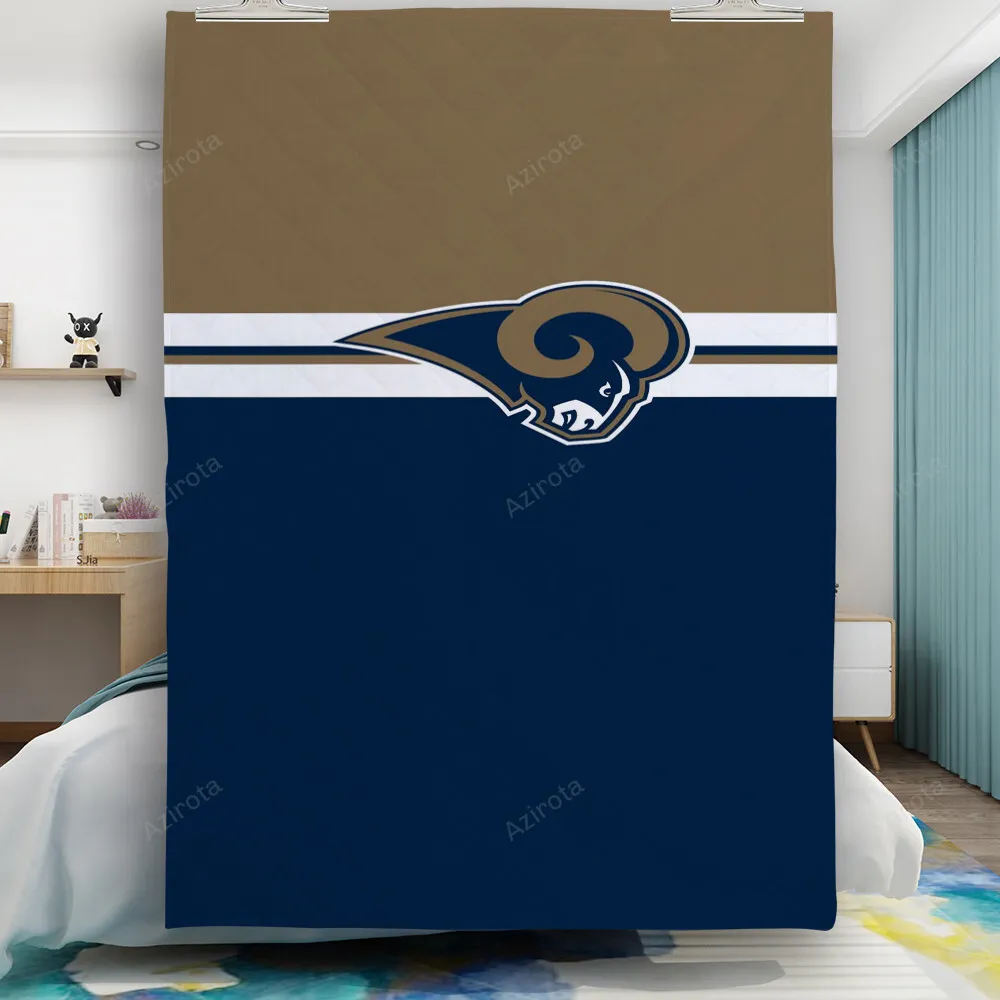 Los Angeles Rams White Line Navy Yellow Gift For Fan 3D Full Printing Quilt
