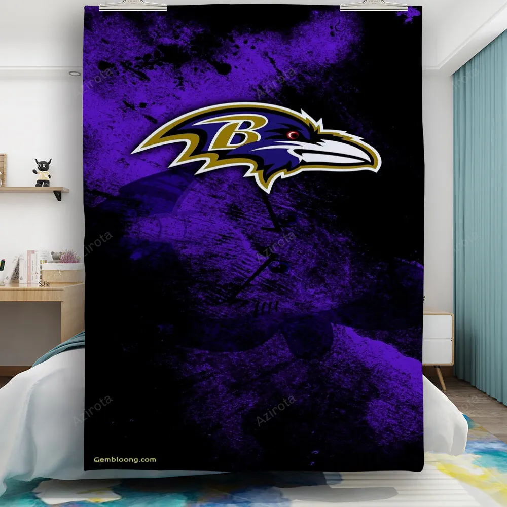 Baltimore Ravens Logo Brush Gift For Fan 3D Full Printing Quilt