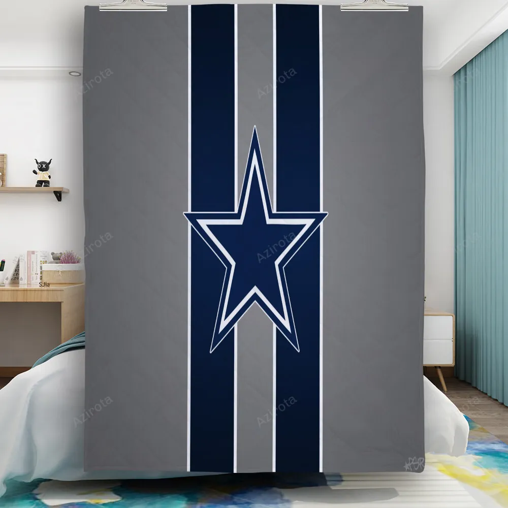 Dallas Cowboys Star Striped Gray Gift For Fan 3D Full Printing Quilt